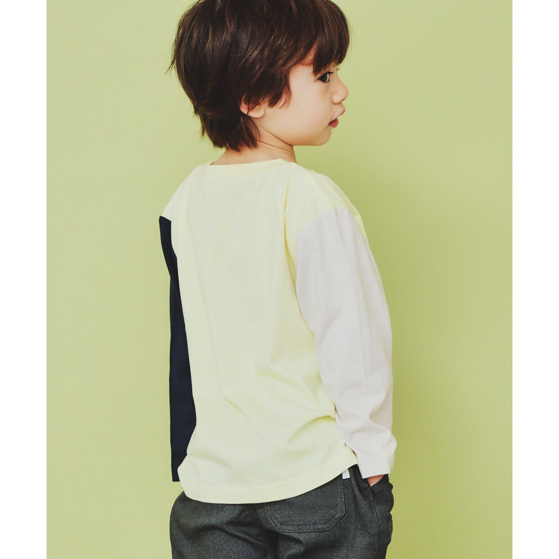 THE SHOP TK「【100-150】斜めブロッキング長袖Tシャツ/洗濯機OK」|Tシャツ・カットソー|