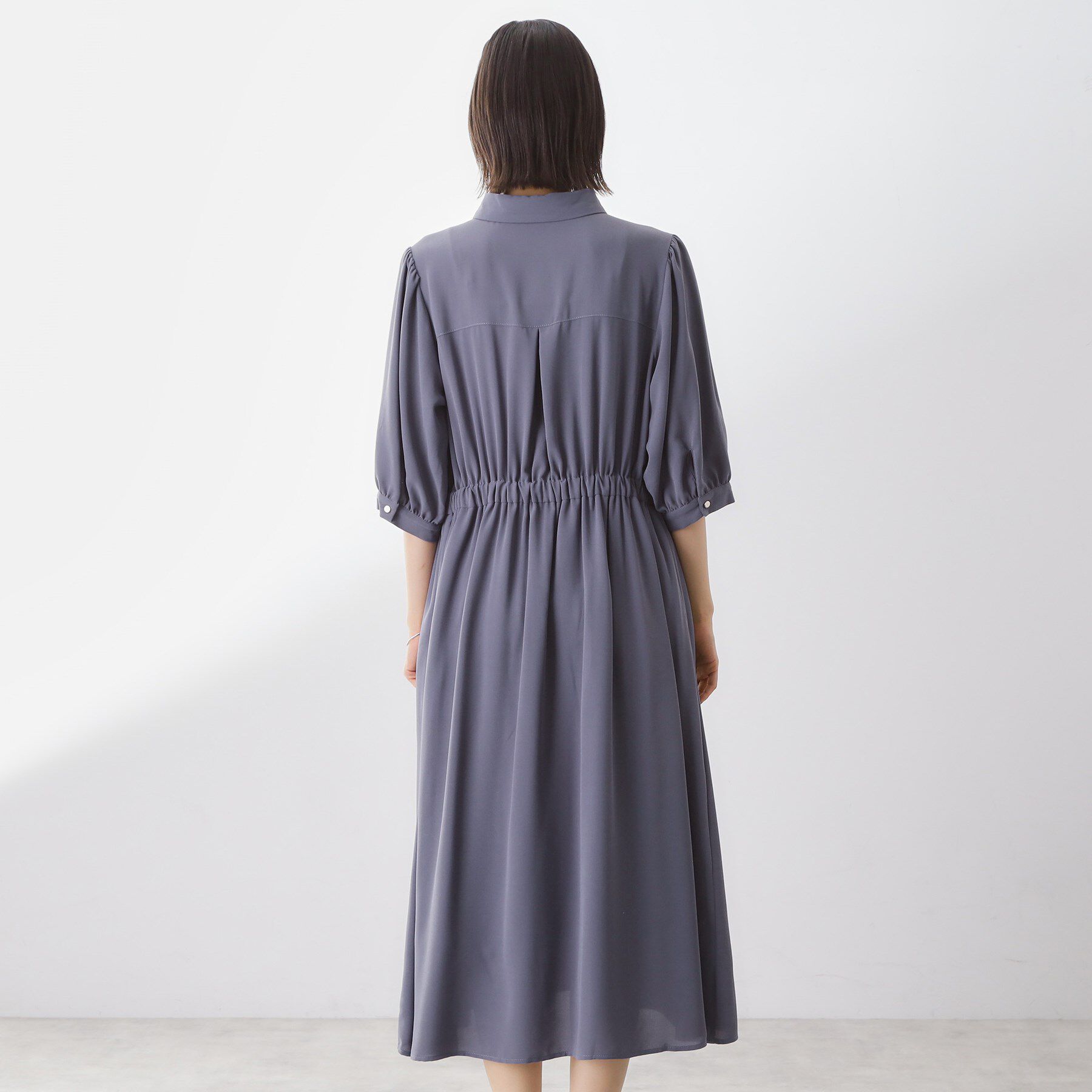 THE SHOP TK「5分袖シャツワンピース【防シワ/吸水速乾/UVケア/洗濯機OK】」|ワンピース|