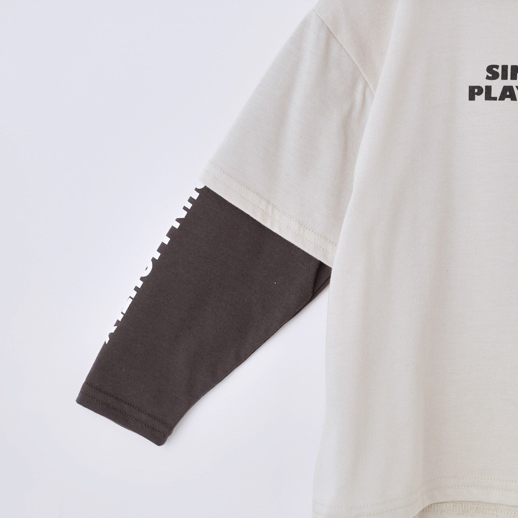 THE SHOP TK「【110-160】袖レイヤード長袖迷彩アップリケ」|Tシャツ・カットソー|