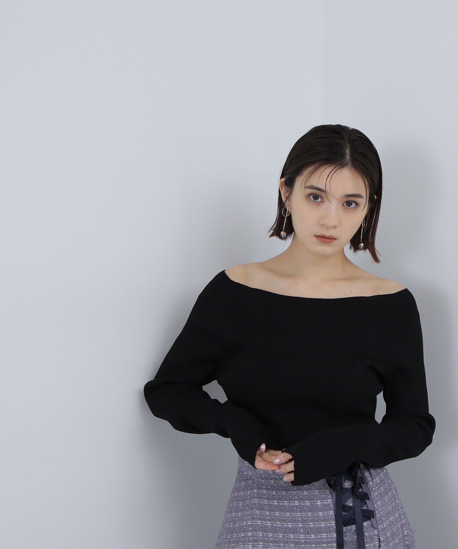  「リブベーシックシリーズ ボートネックニット」|ニット・セーター|