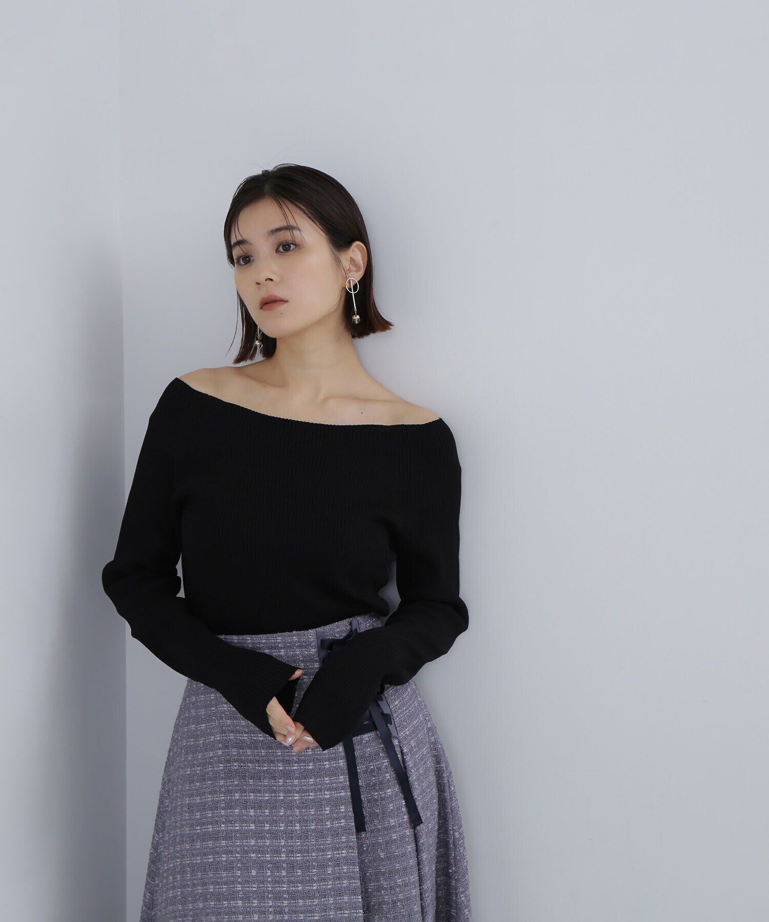  「リブベーシックシリーズ ボートネックニット」|ニット・セーター|