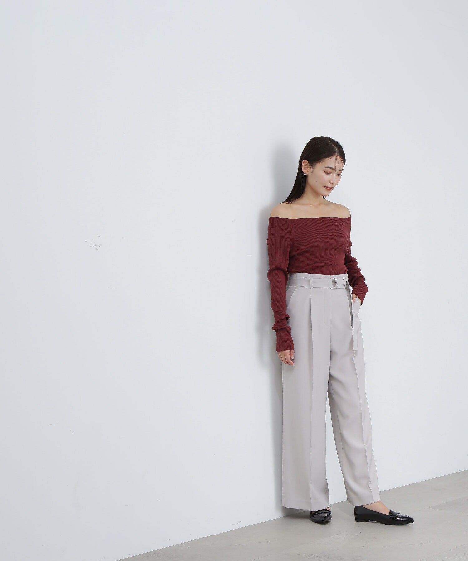  「リブベーシックシリーズ ボートネックニット」|ニット・セーター|