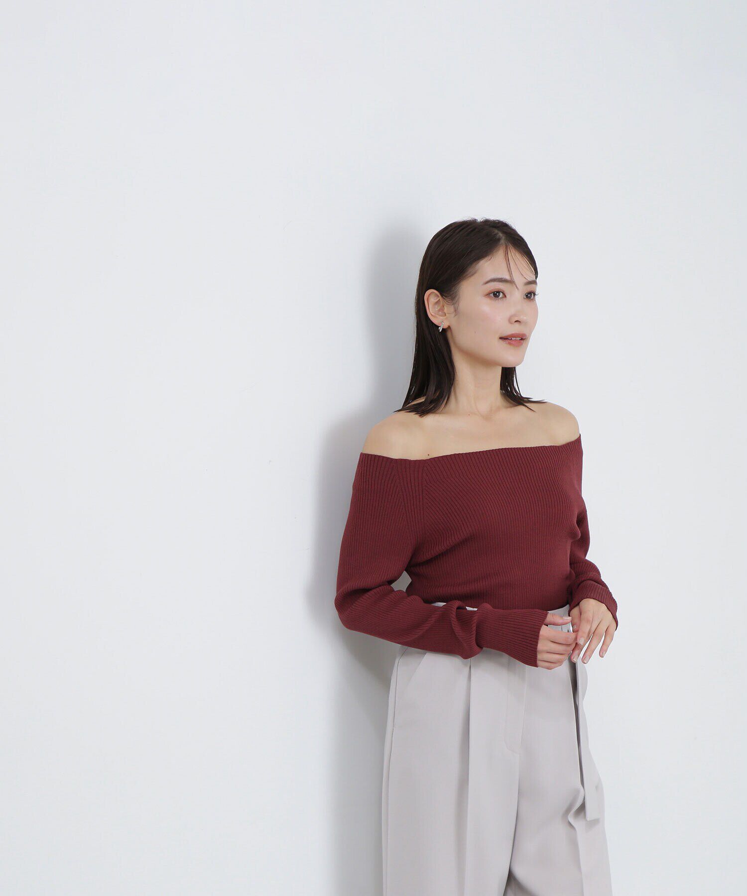  「リブベーシックシリーズ ボートネックニット」|ニット・セーター|