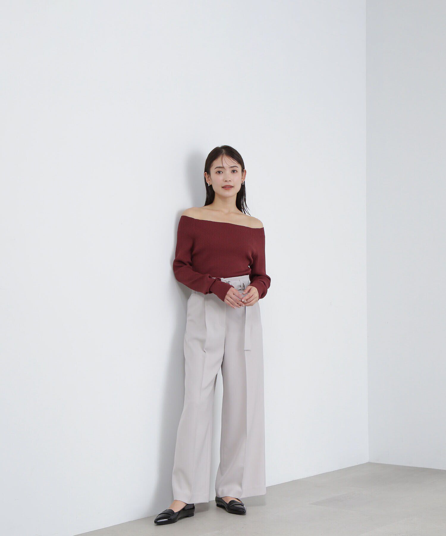  「リブベーシックシリーズ ボートネックニット」|ニット・セーター|