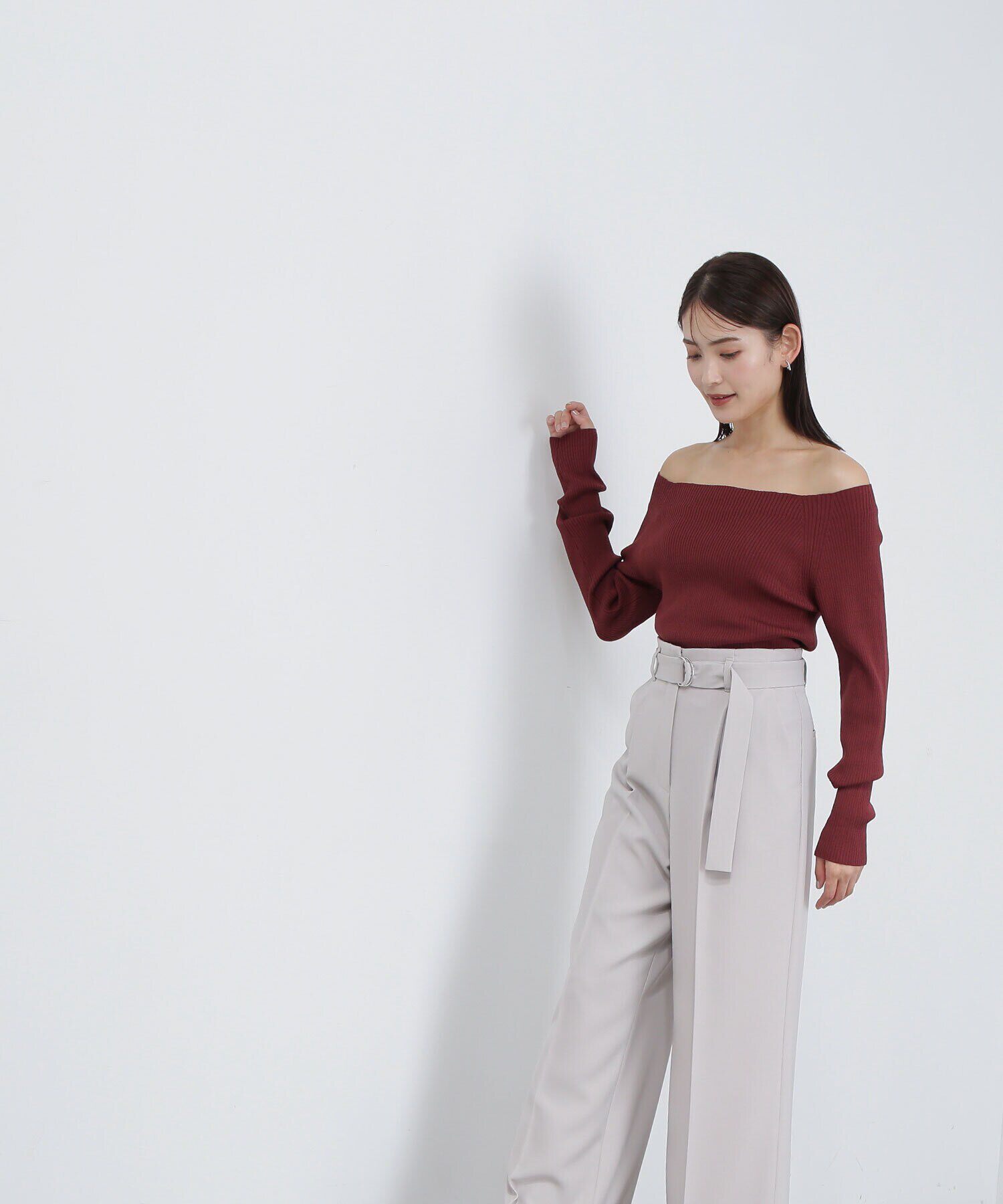  「リブベーシックシリーズ ボートネックニット」|ニット・セーター|