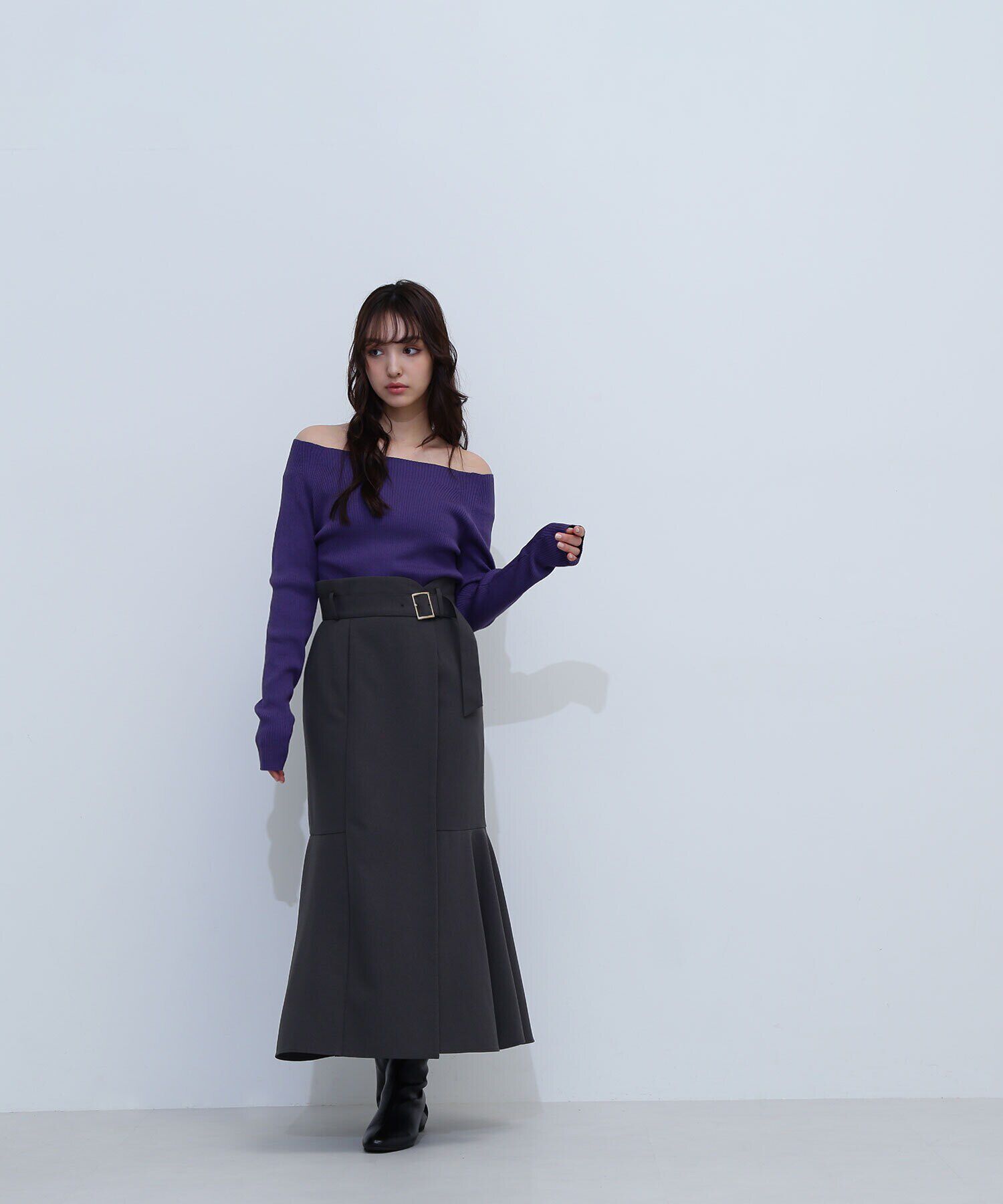  「リブベーシックシリーズ ボートネックニット」|ニット・セーター|