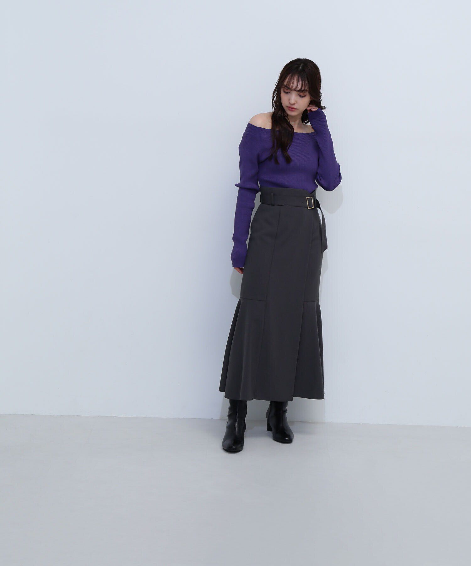  「リブベーシックシリーズ ボートネックニット」|ニット・セーター|