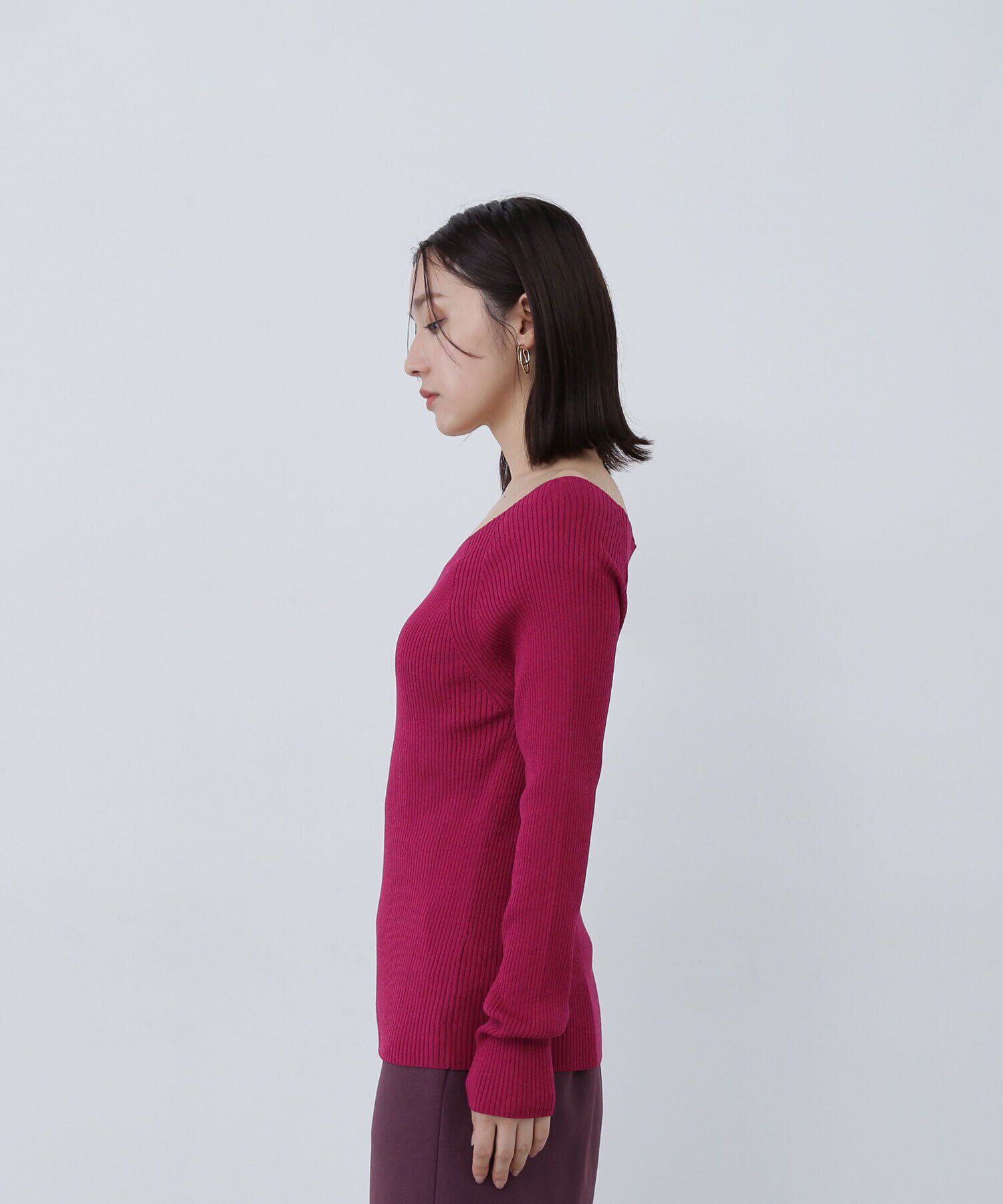  「リブベーシックシリーズ ボートネックニット」|ニット・セーター|