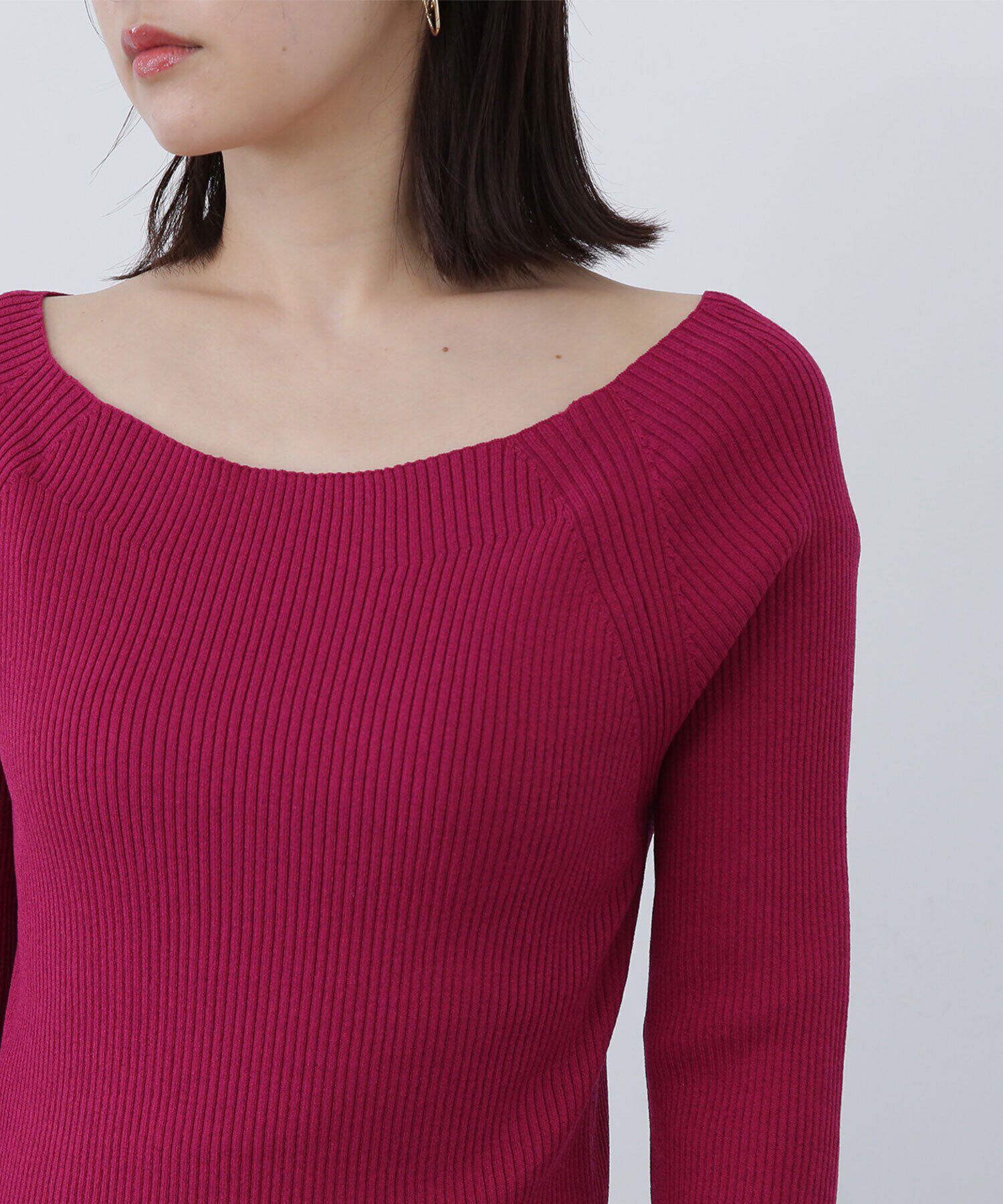  「リブベーシックシリーズ ボートネックニット」|ニット・セーター|