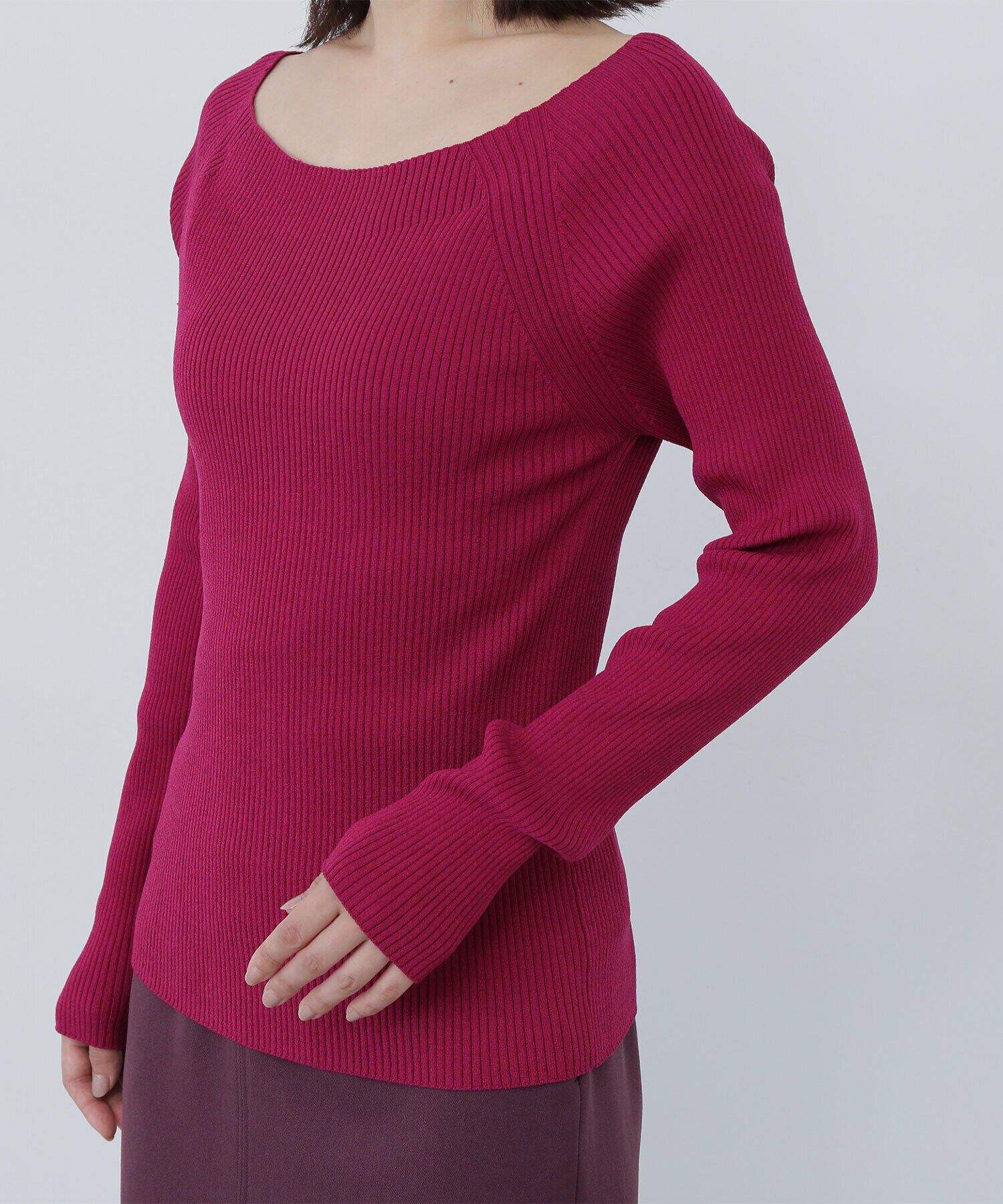  「リブベーシックシリーズ ボートネックニット」|ニット・セーター|