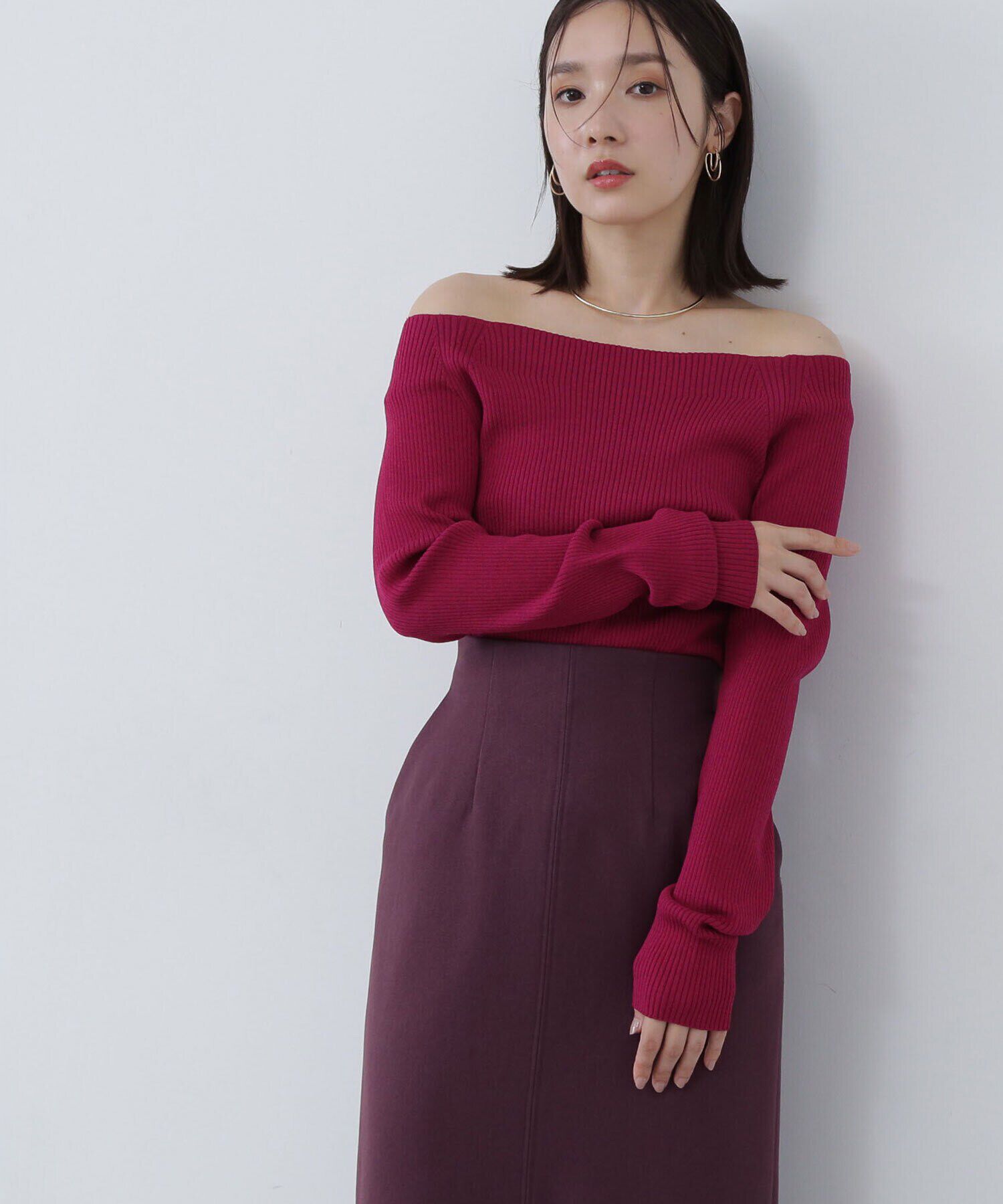  「リブベーシックシリーズ ボートネックニット」|ニット・セーター|