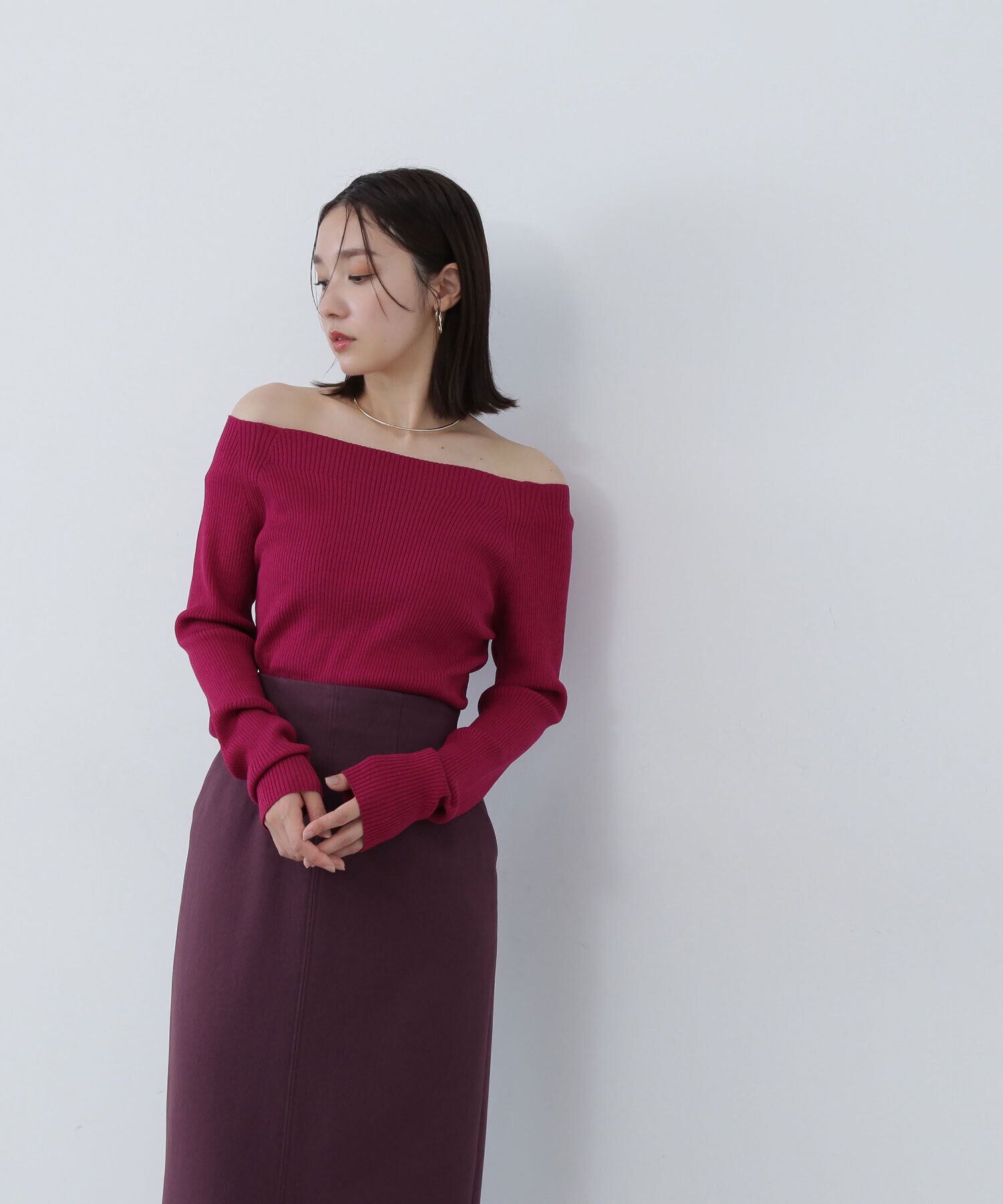  「リブベーシックシリーズ ボートネックニット」|ニット・セーター|