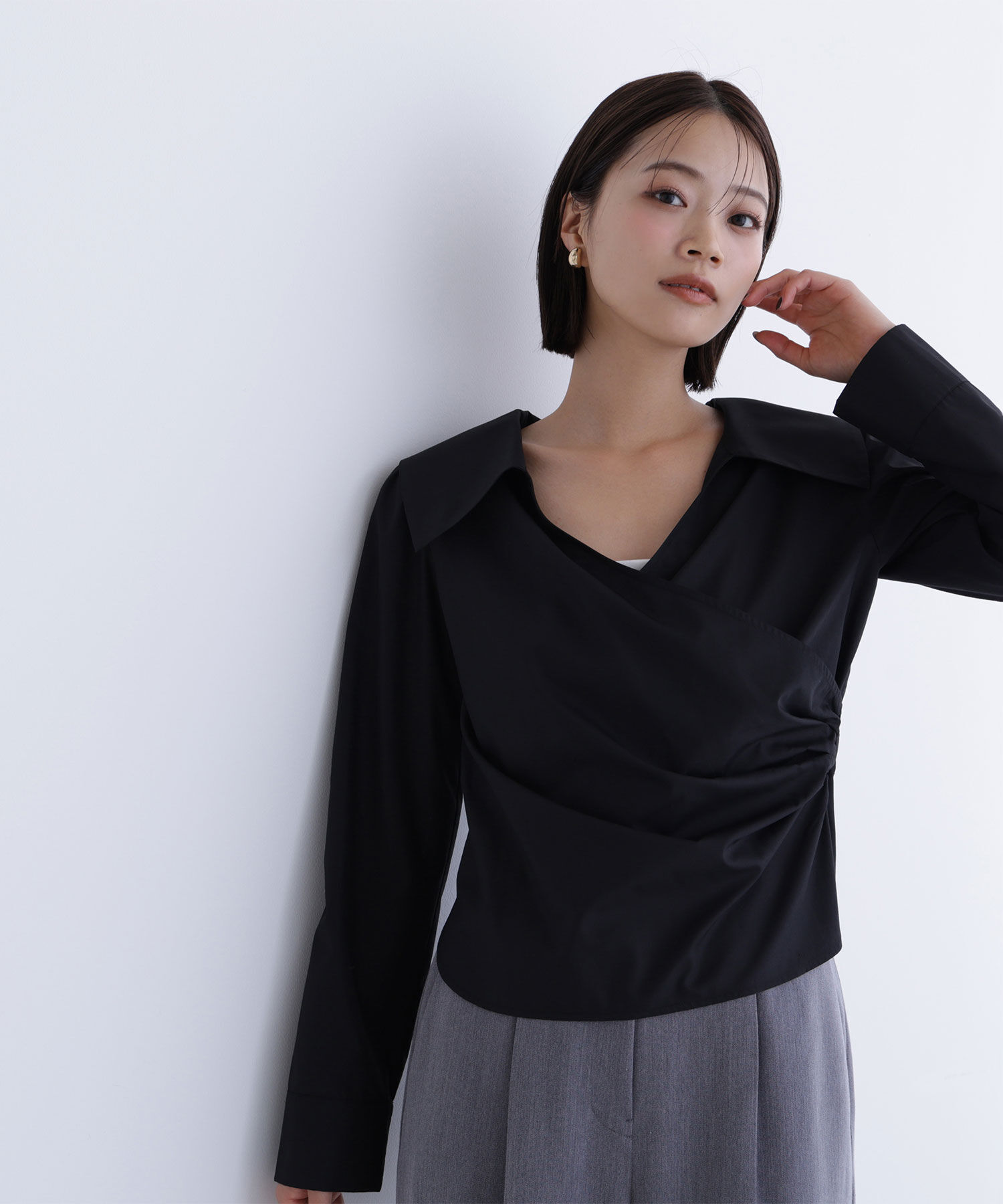  「カシュクールデザインブラウス」|シャツ・ブラウス|