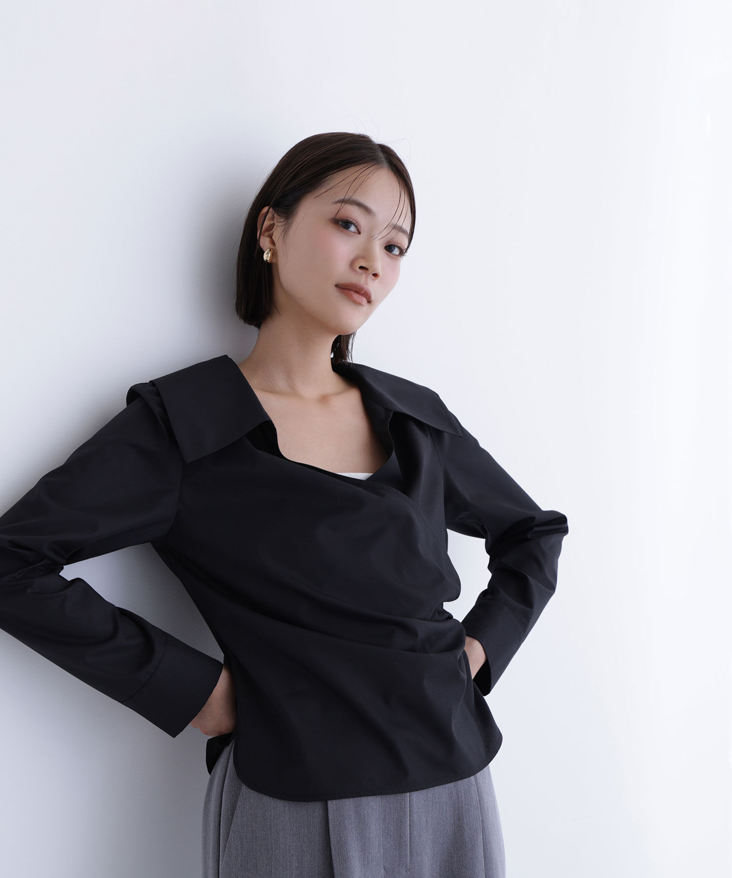  「カシュクールデザインブラウス」|シャツ・ブラウス|