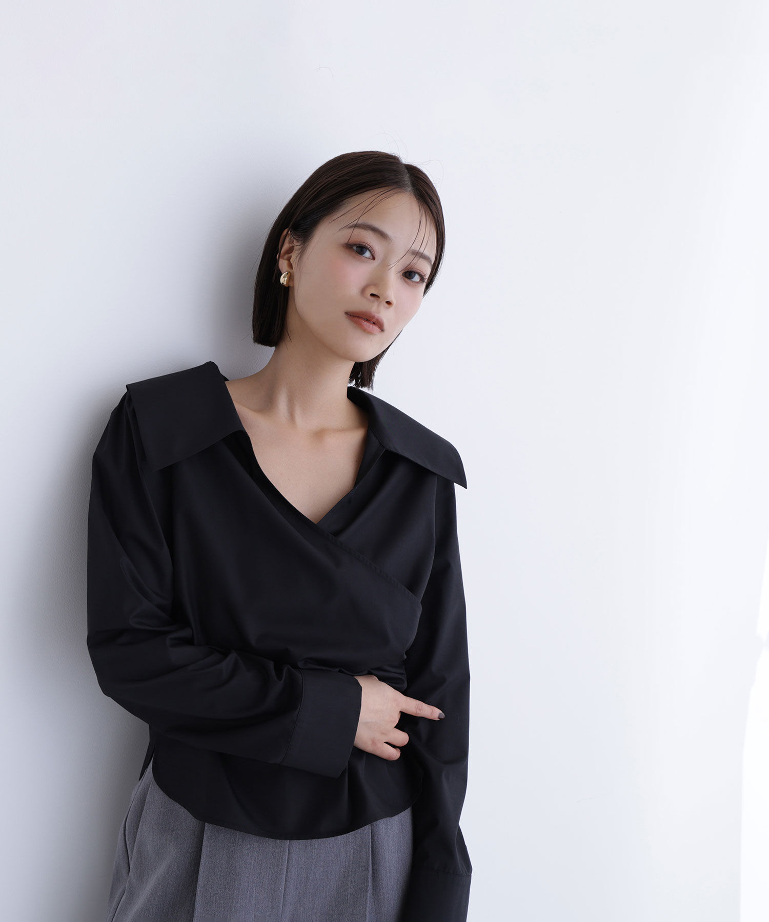  「カシュクールデザインブラウス」|シャツ・ブラウス|