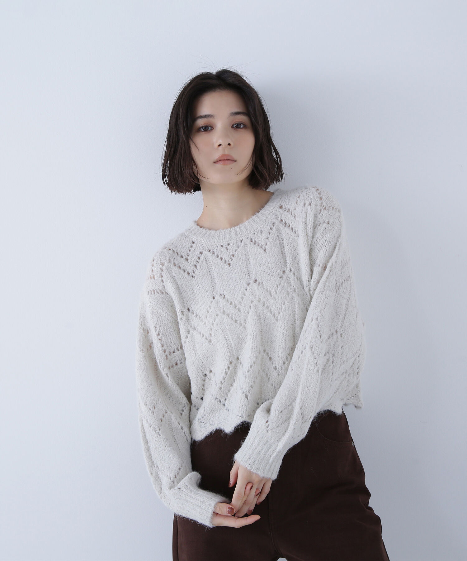  「スカラップクロップドニット」|ニット・セーター|