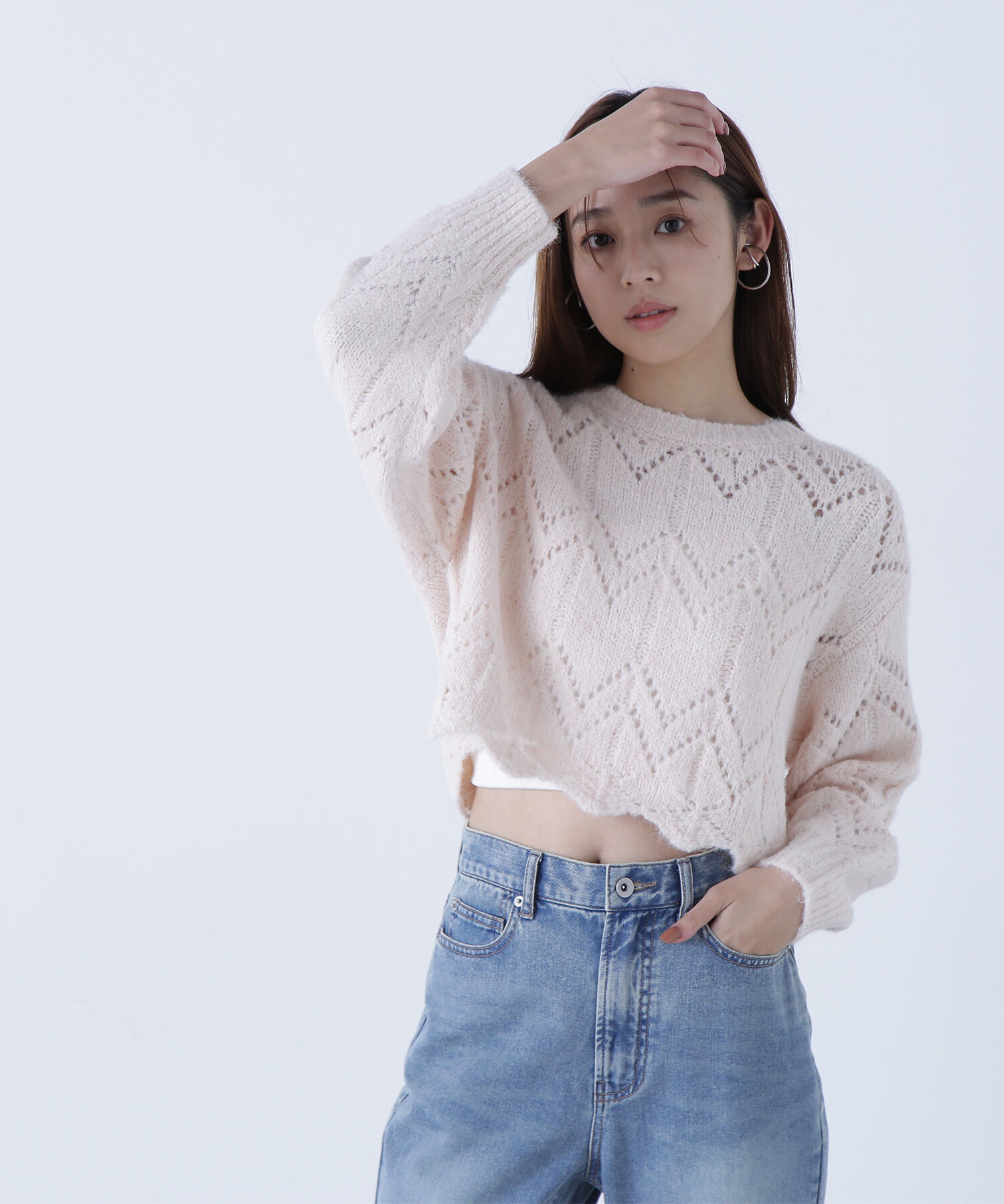  「スカラップクロップドニット」|ニット・セーター|