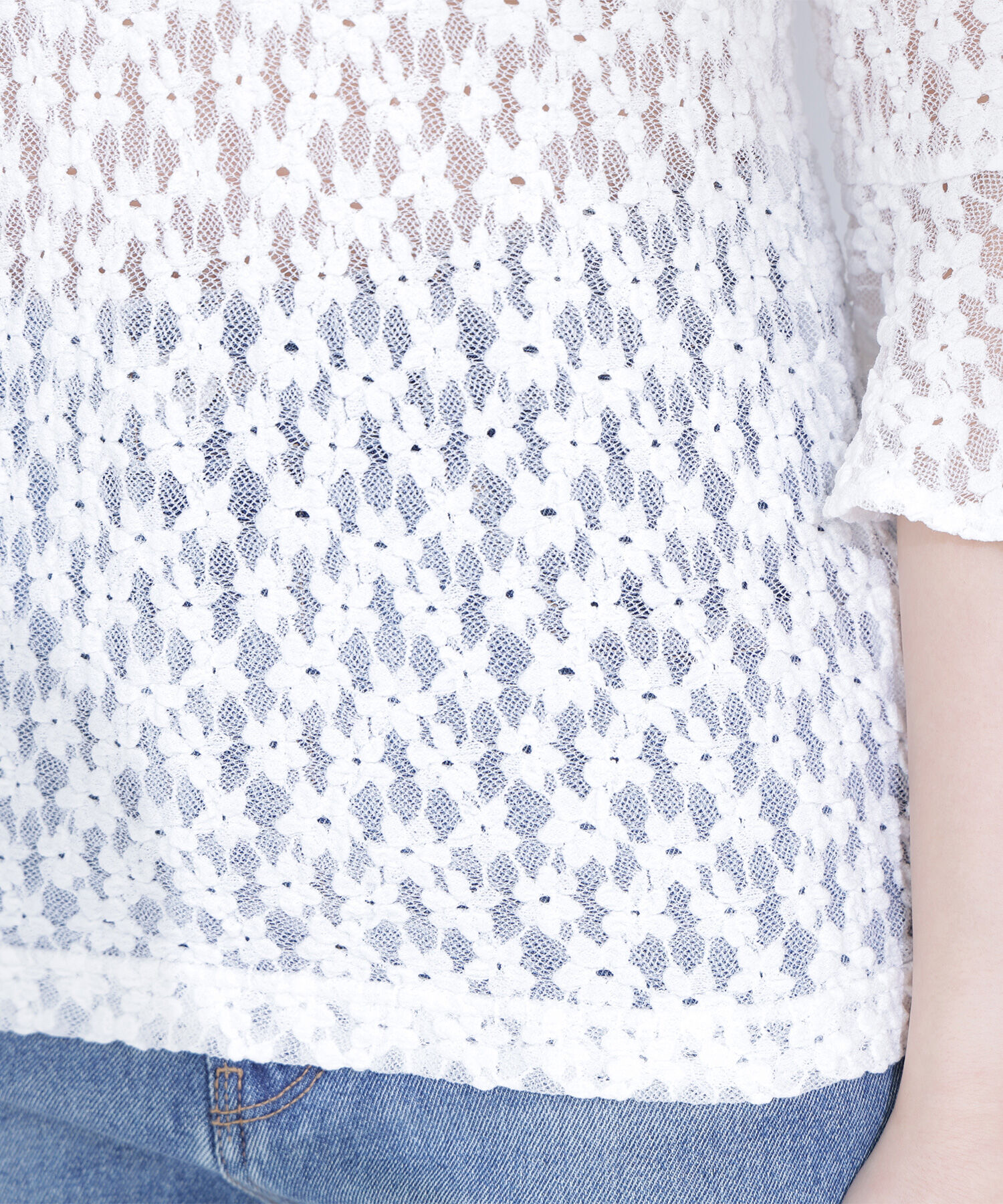  「シャツカラーレースカットソー」|Tシャツ・カットソー|
