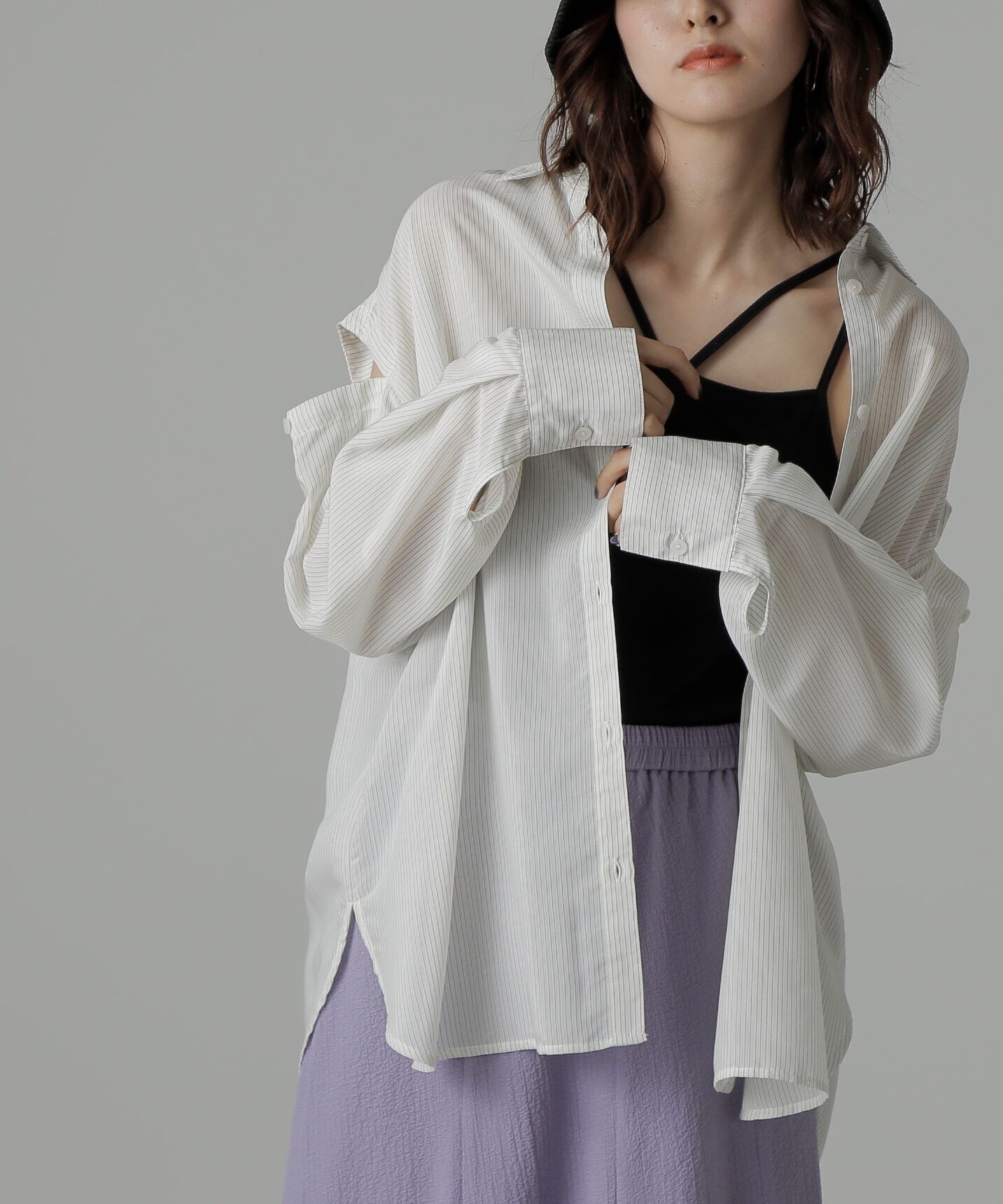  「肩スリットシアービッグシャツ」|シャツ・ブラウス|オフベースス 1