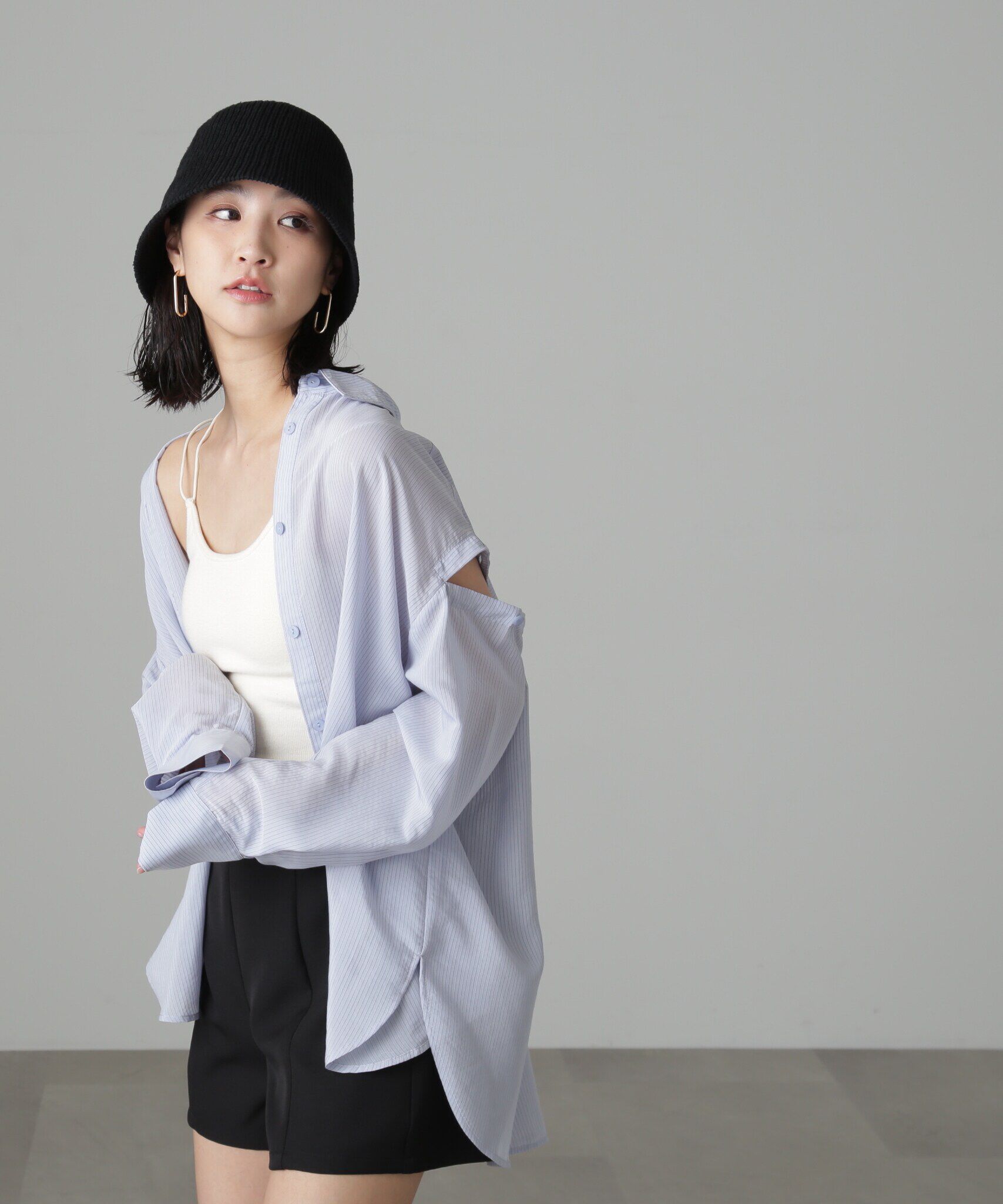  「肩スリットシアービッグシャツ」|シャツ・ブラウス|