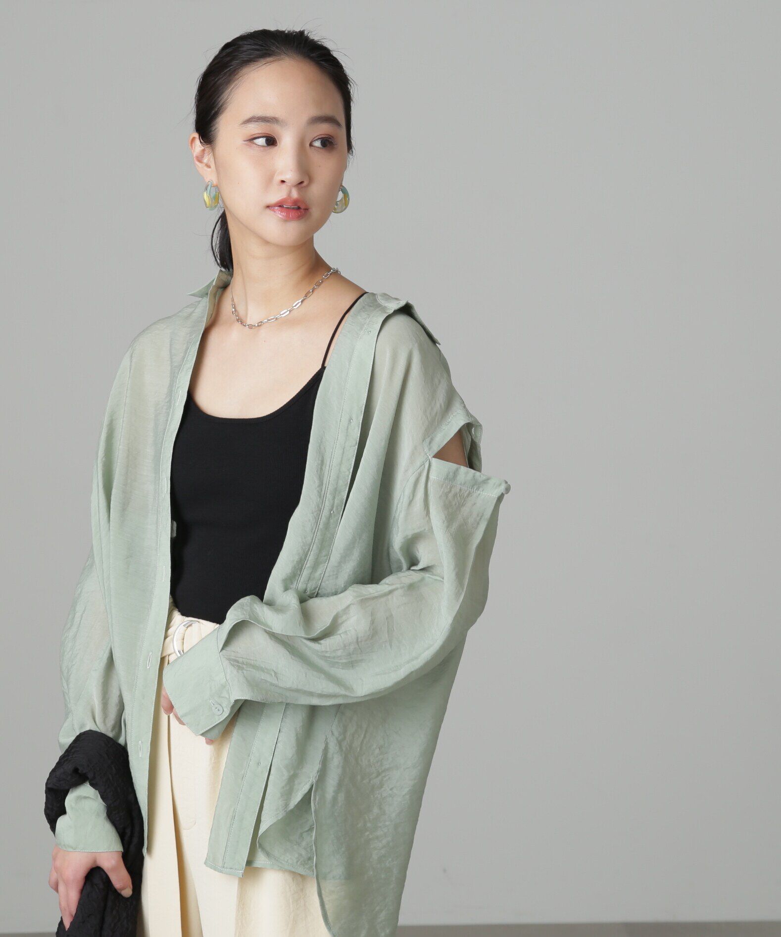  「肩スリットシアービッグシャツ」|シャツ・ブラウス|