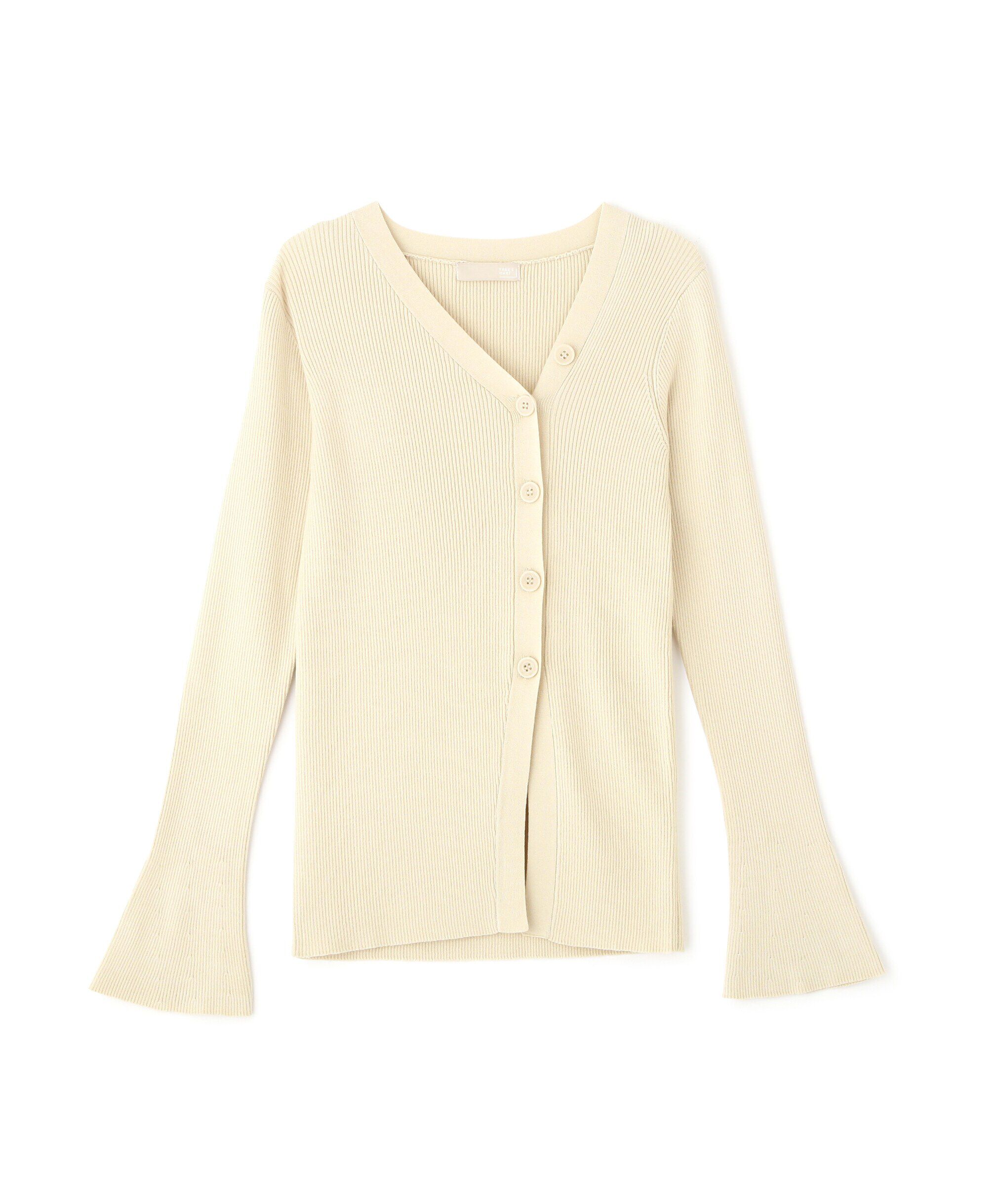  「アシンメトリーボタンディテールリブニット」|ニット・セーター|