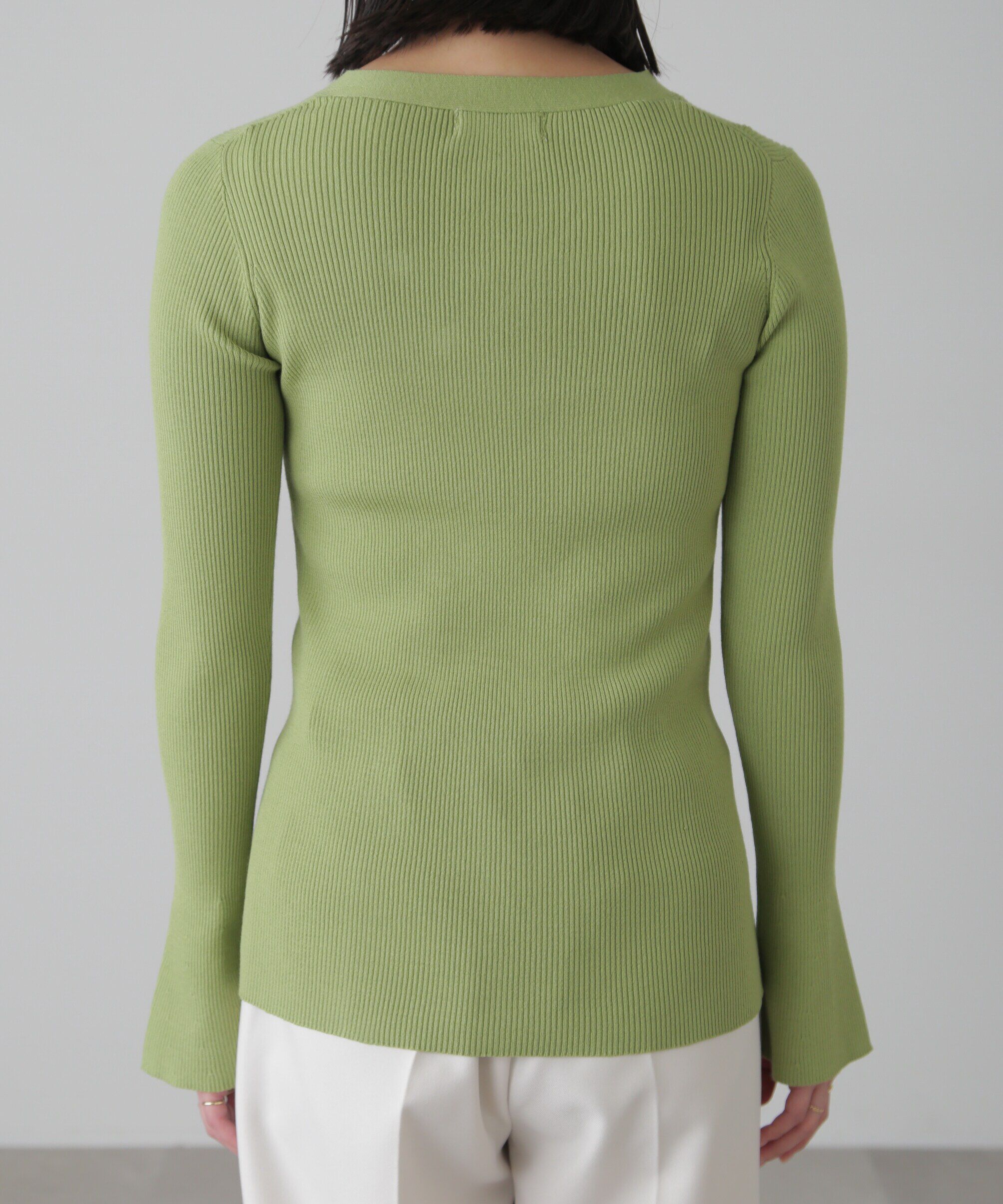  「アシンメトリーボタンディテールリブニット」|ニット・セーター|