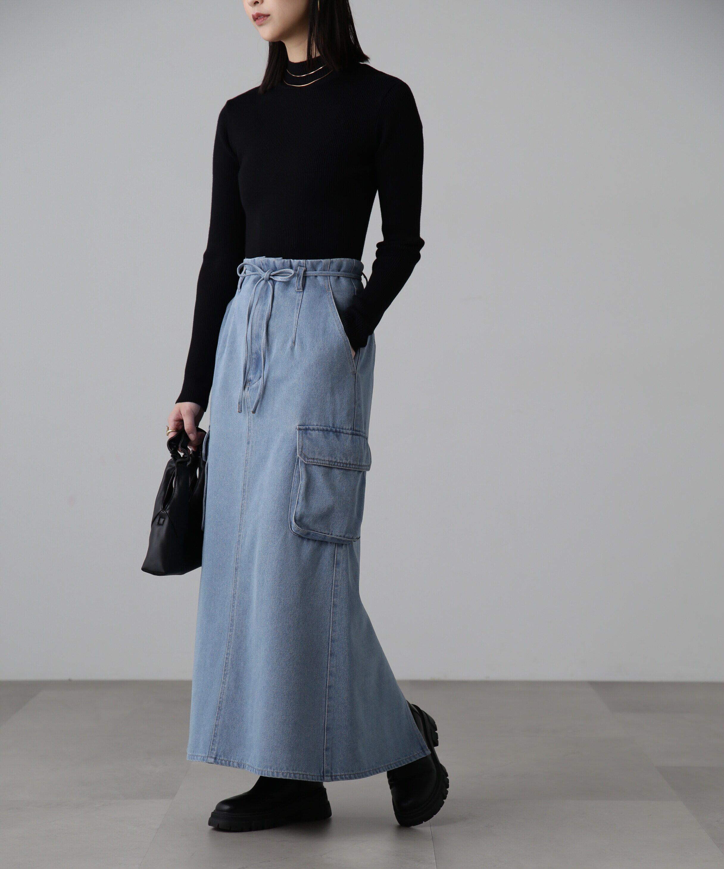  「ハイネックショート丈リブニット」|ニット・セーター|