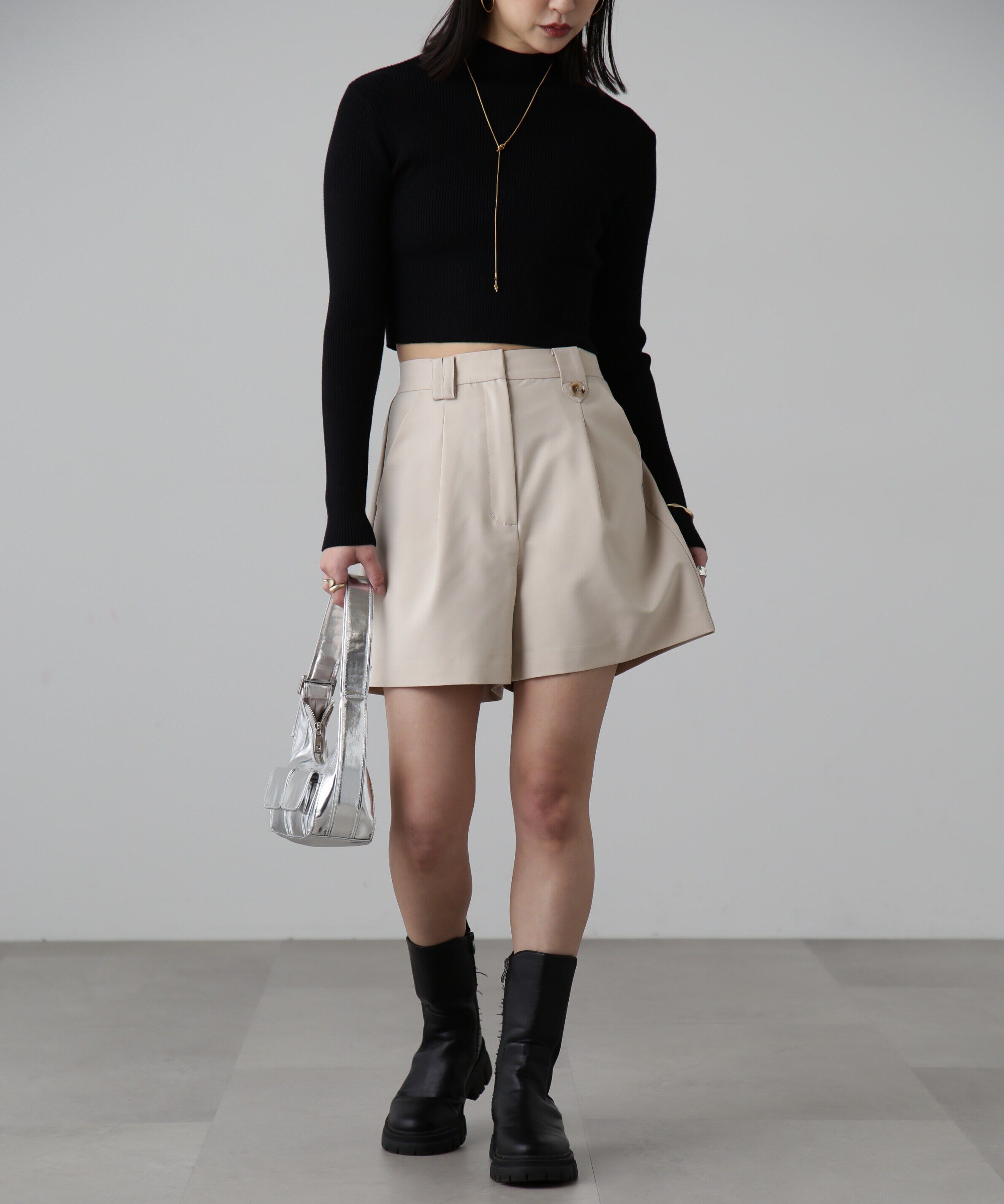  「ハイネックショート丈リブニット」|ニット・セーター|