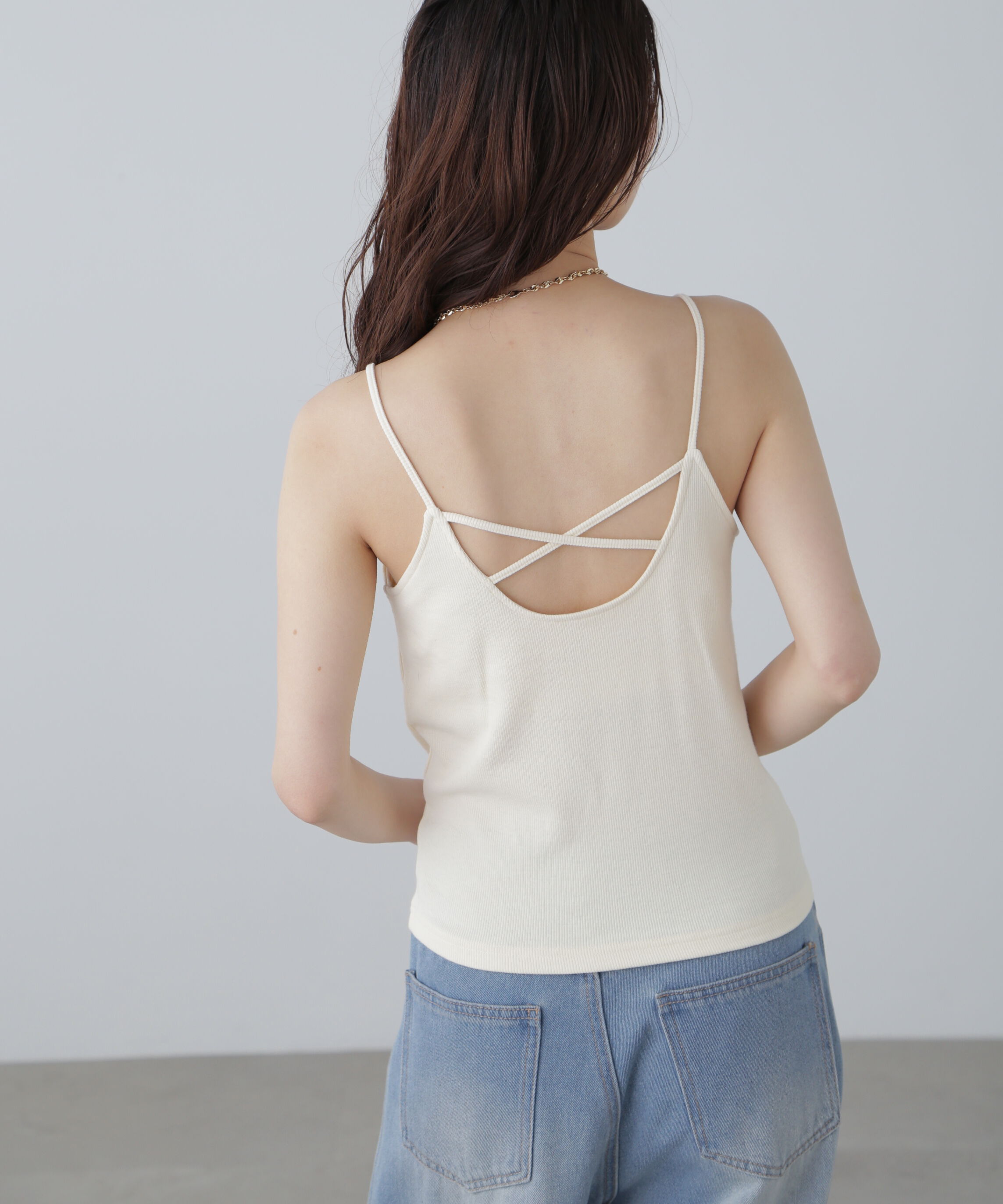  「バッククロスカップ付きキャミソール」|Tシャツ・カットソー|
