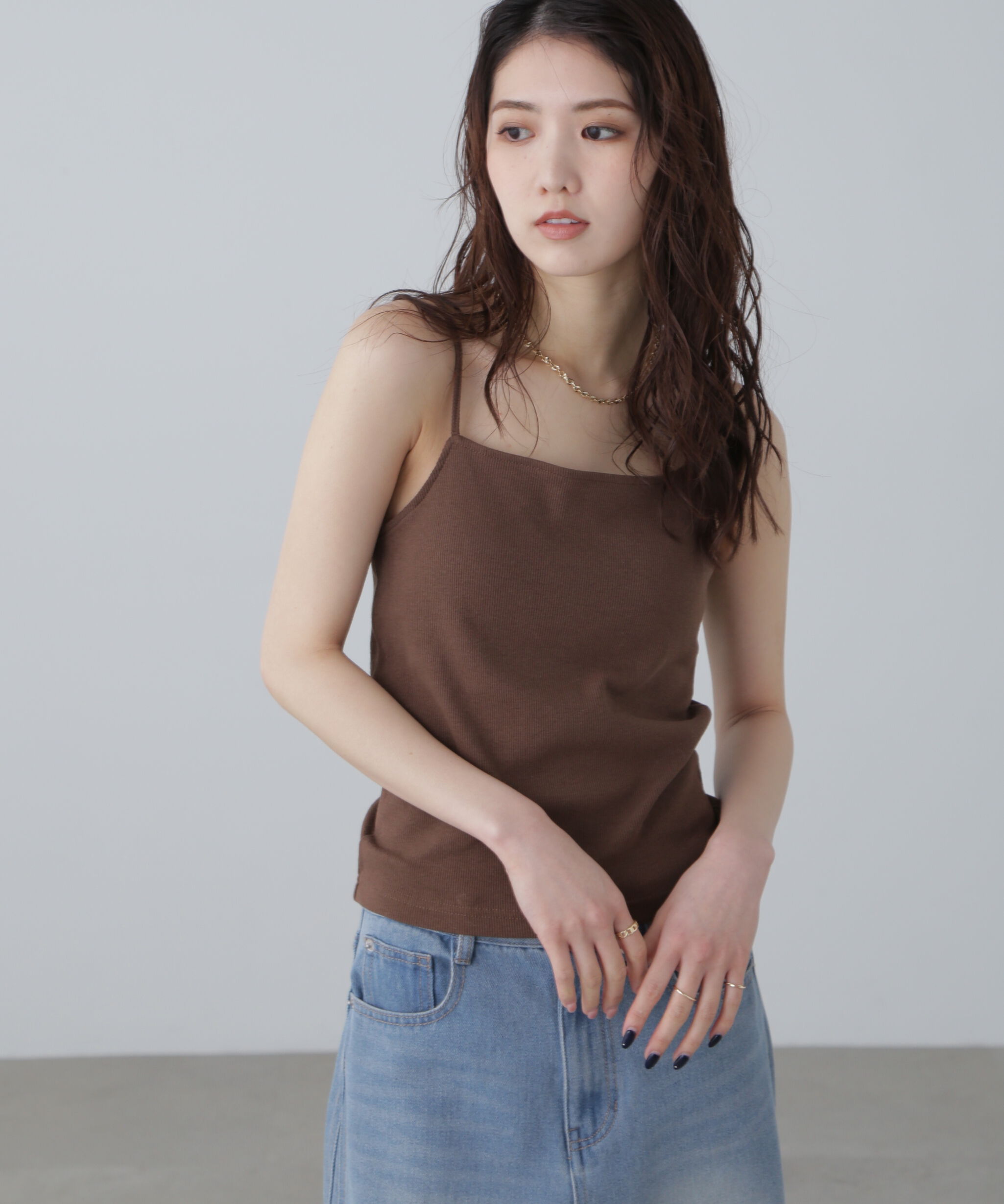  「バッククロスカップ付きキャミソール」|Tシャツ・カットソー|