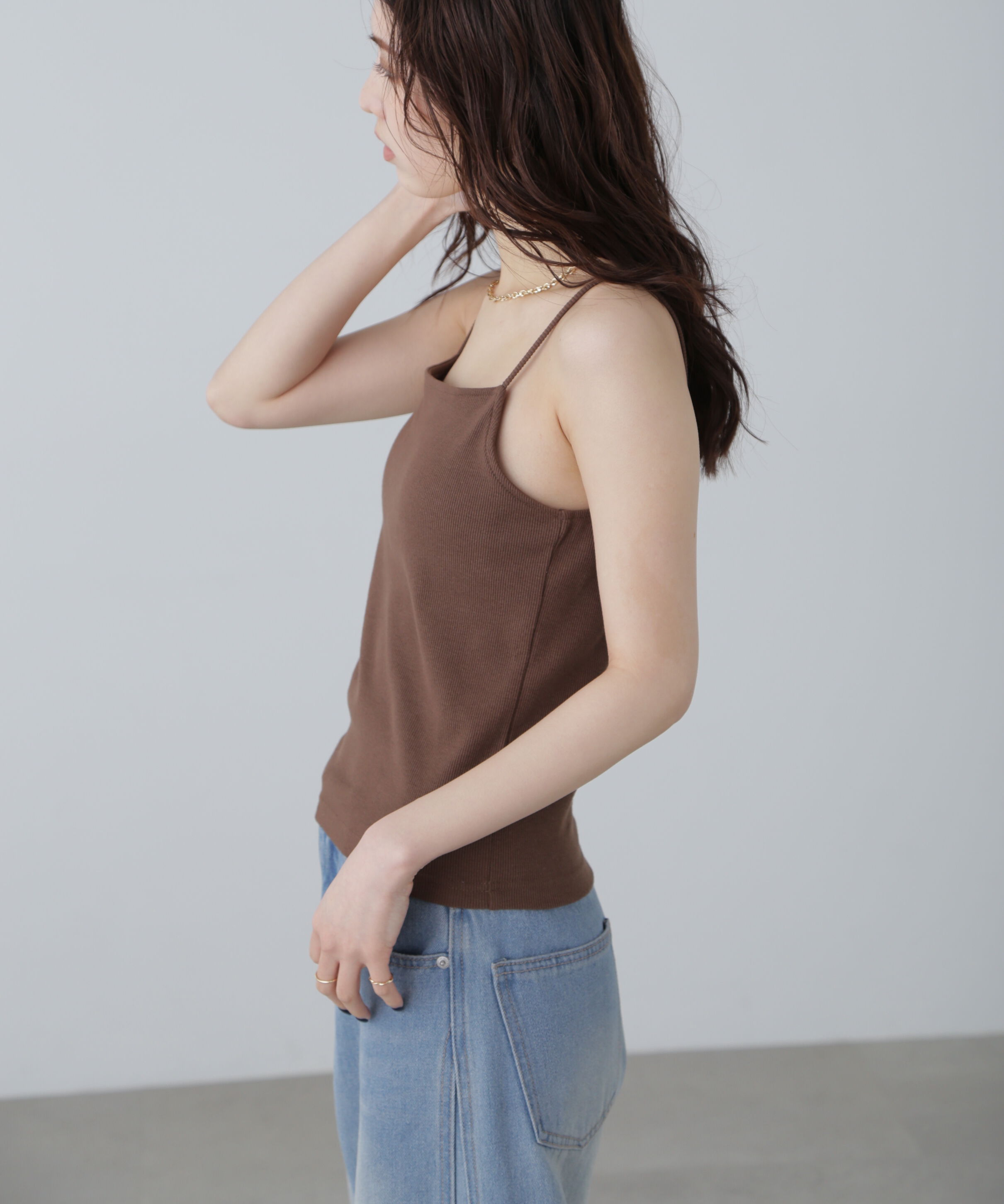  「バッククロスカップ付きキャミソール」|Tシャツ・カットソー|