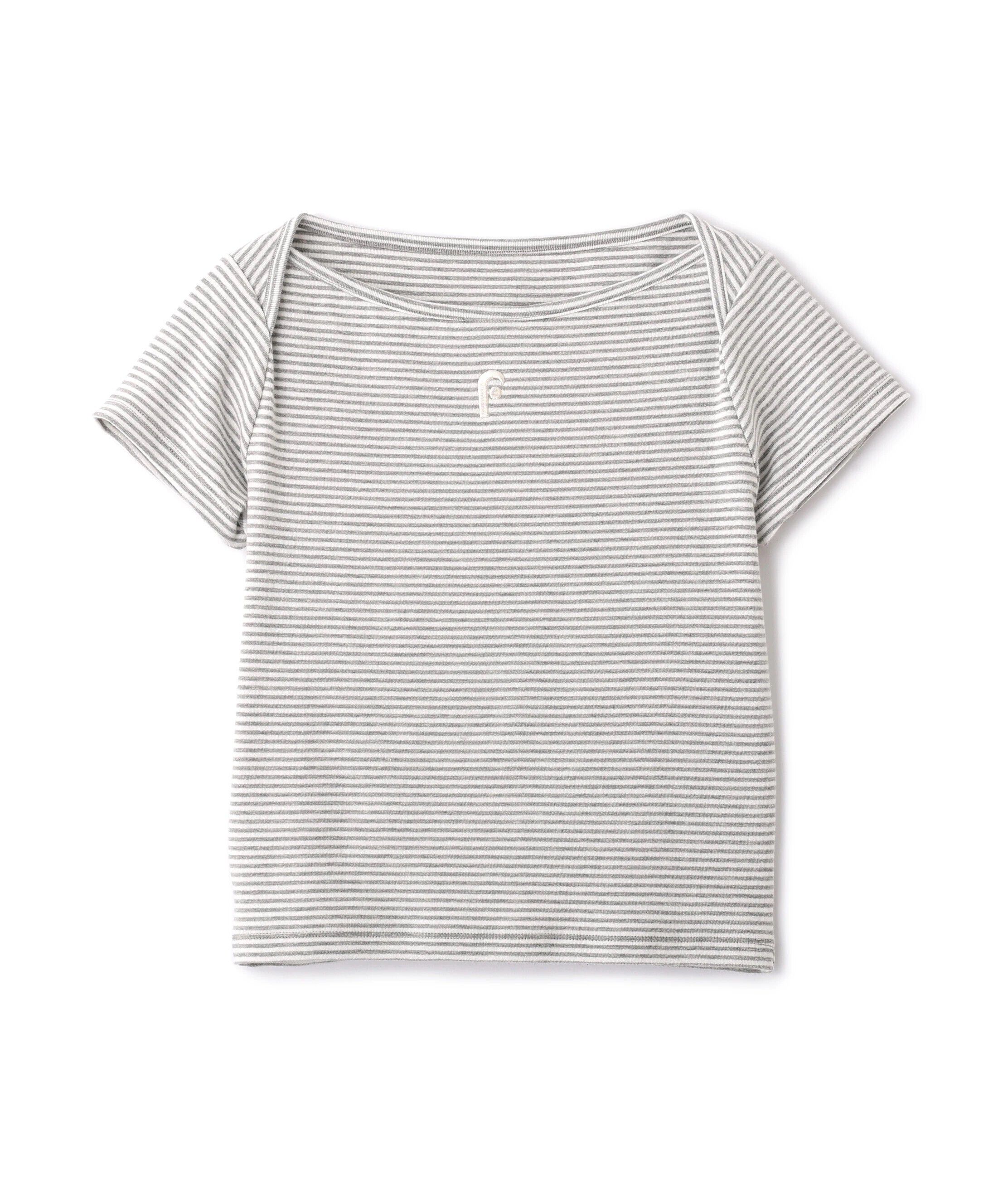  「ワンポイント刺繍ボートネックカットソー」|Tシャツ・カットソー|