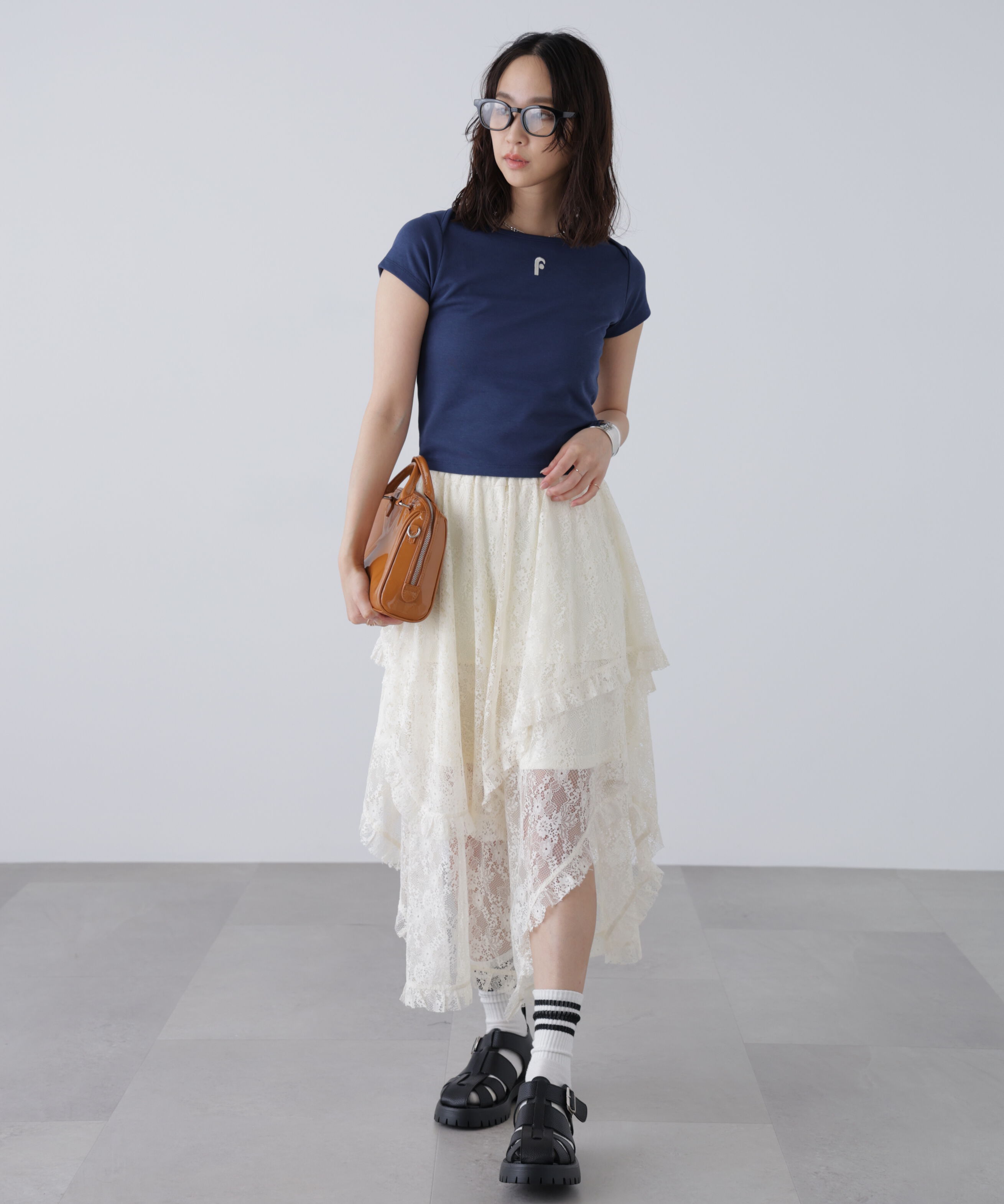  「ワンポイント刺繍ボートネックカットソー」|Tシャツ・カットソー|