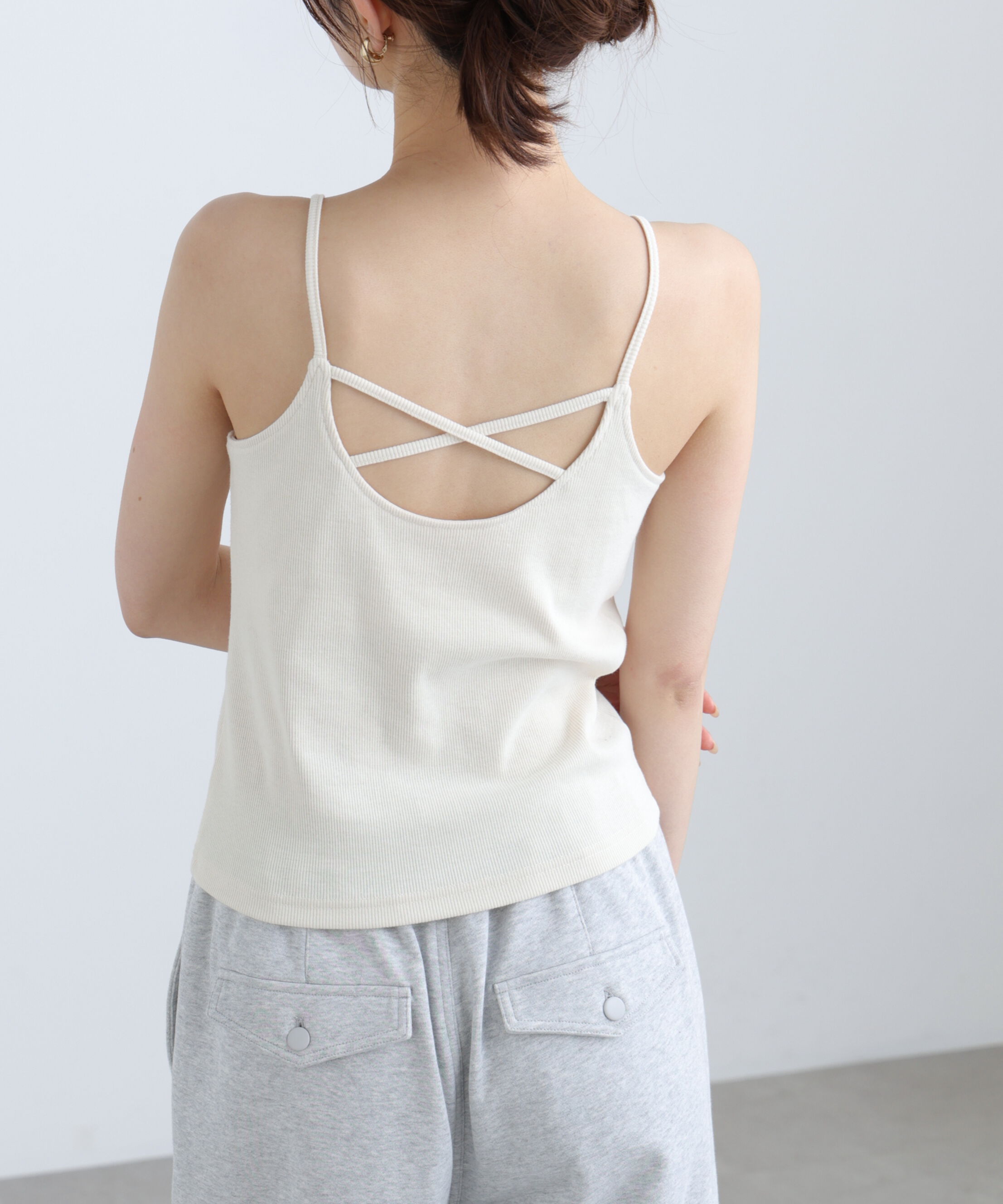  「バッククロスカップ付きキャミソール」|Tシャツ・カットソー|