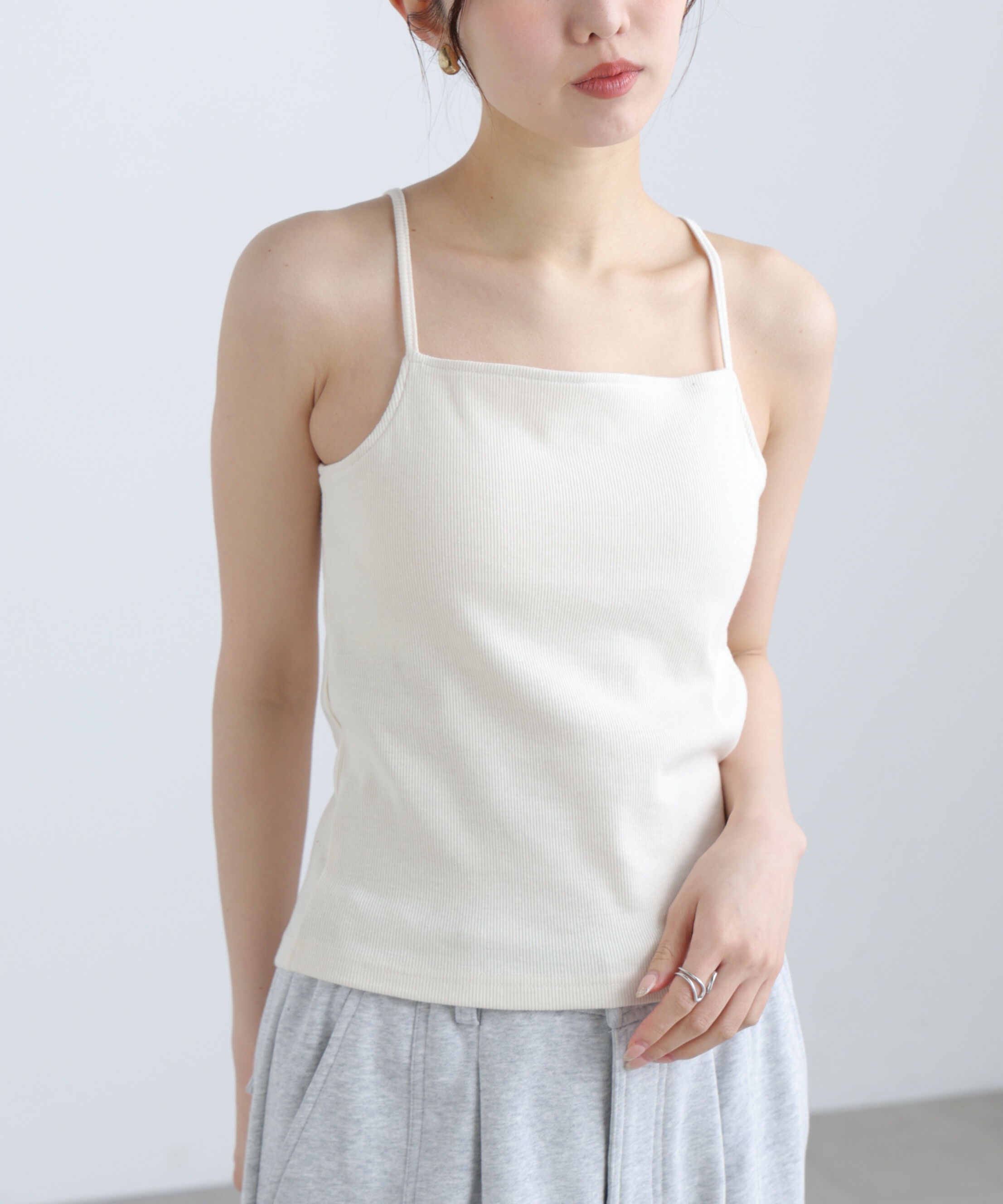  「バッククロスカップ付きキャミソール」|Tシャツ・カットソー|