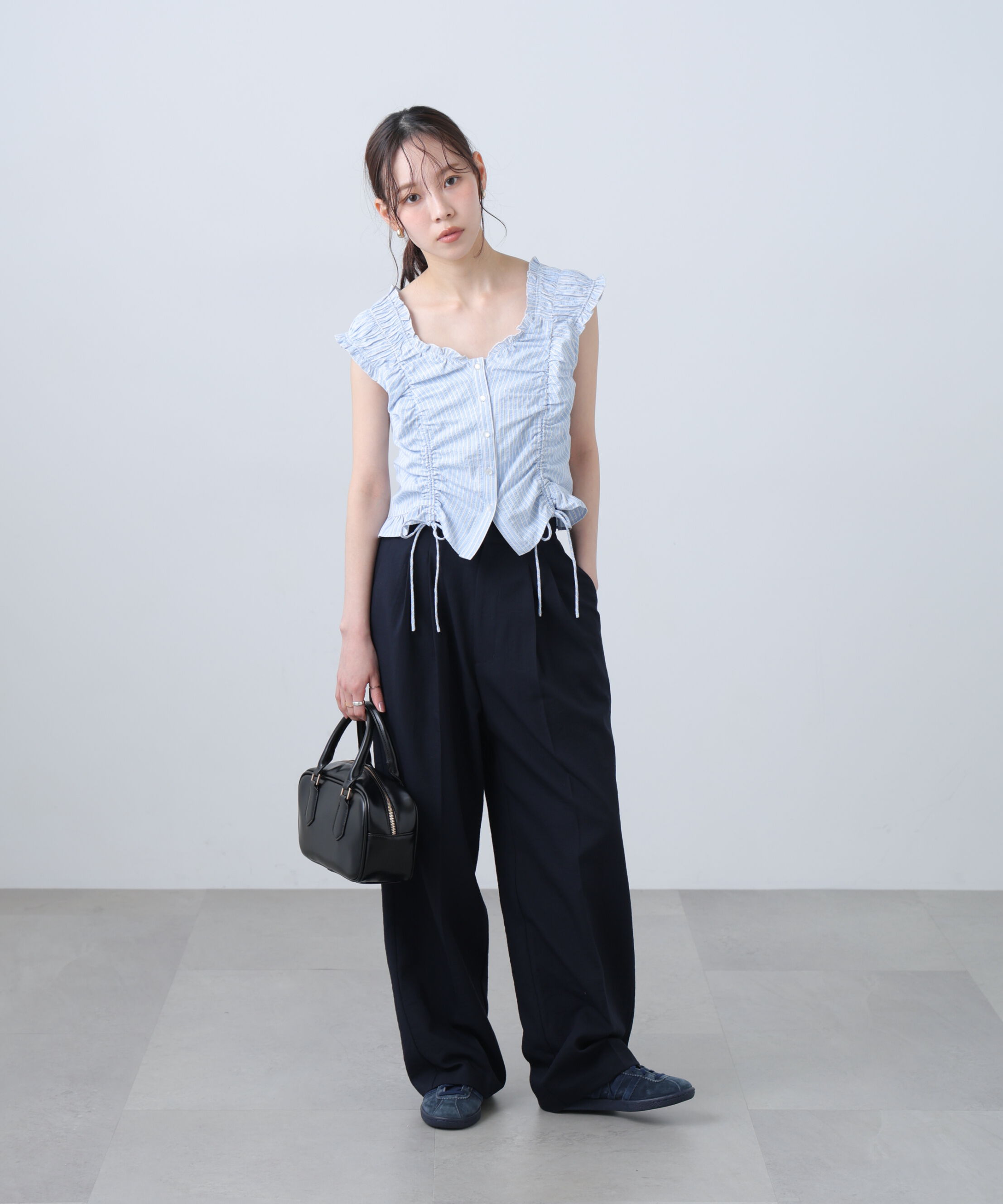  「麻調合繊タックワイドパンツ」|その他|