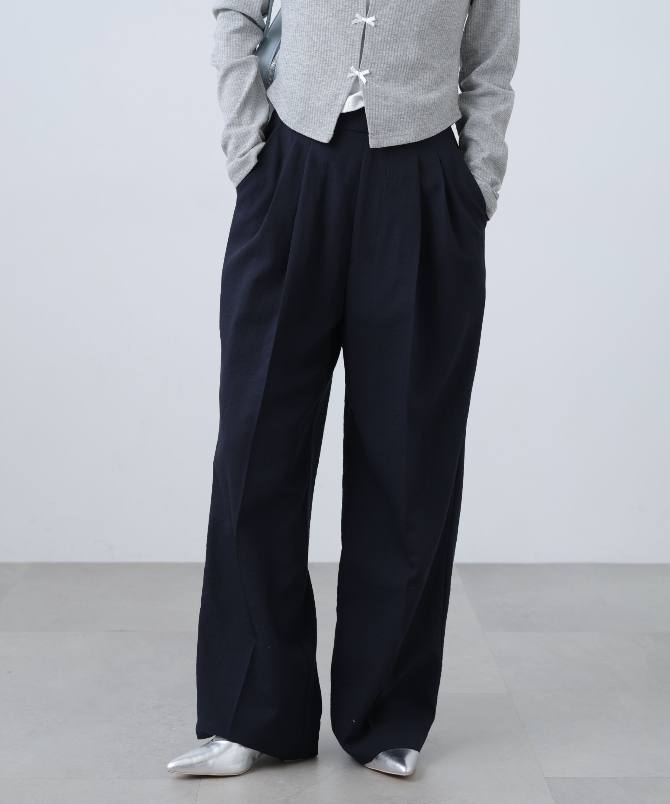  「麻調合繊タックワイドパンツ」|その他|