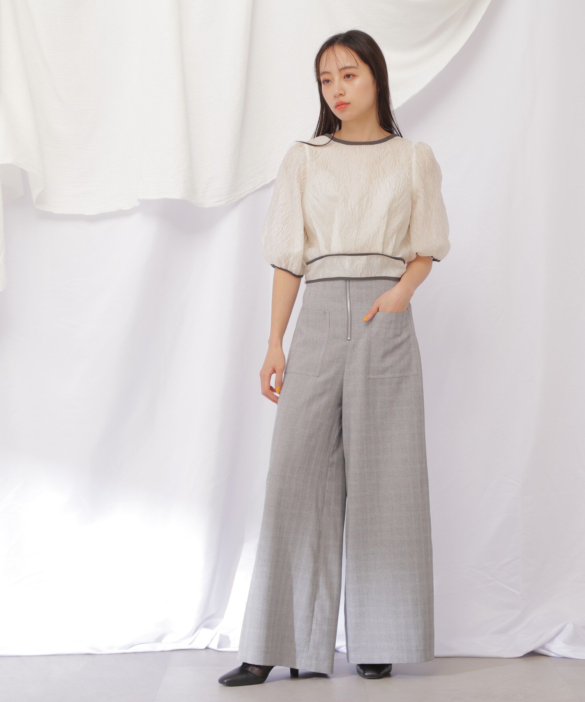  「フロントZIPワイドパンツ」|その他|