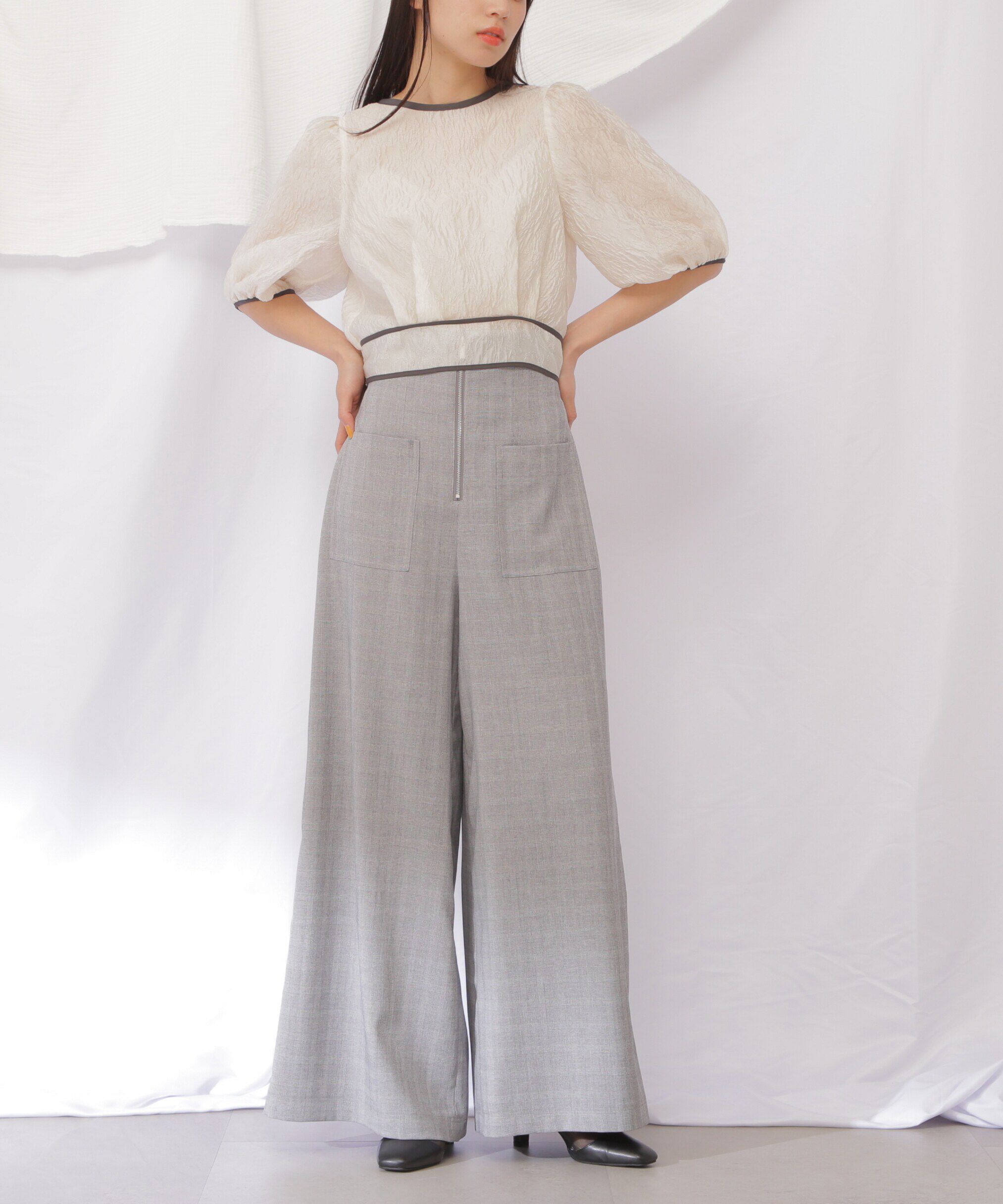  「フロントZIPワイドパンツ」|その他|