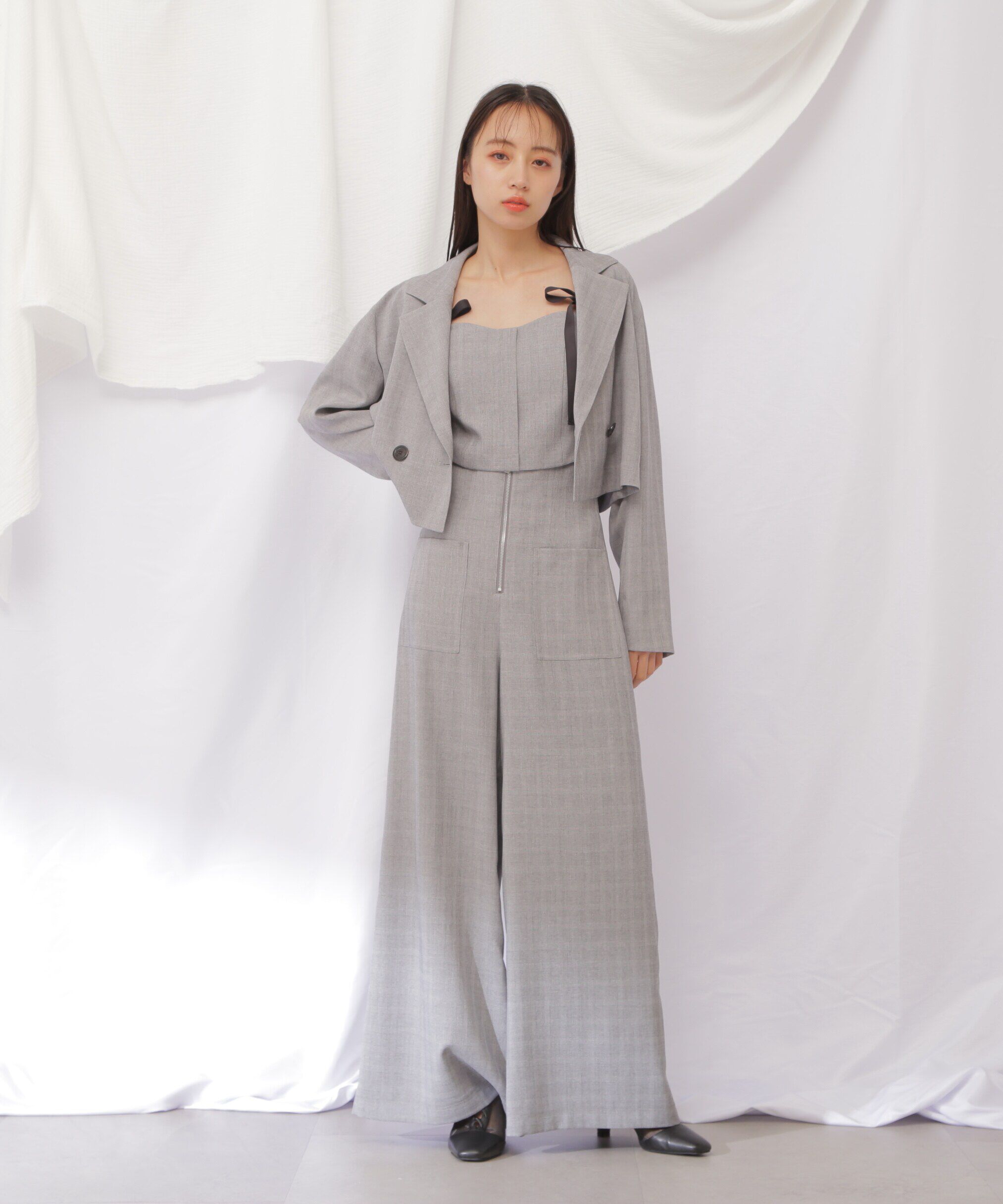  「フロントZIPワイドパンツ」|その他|