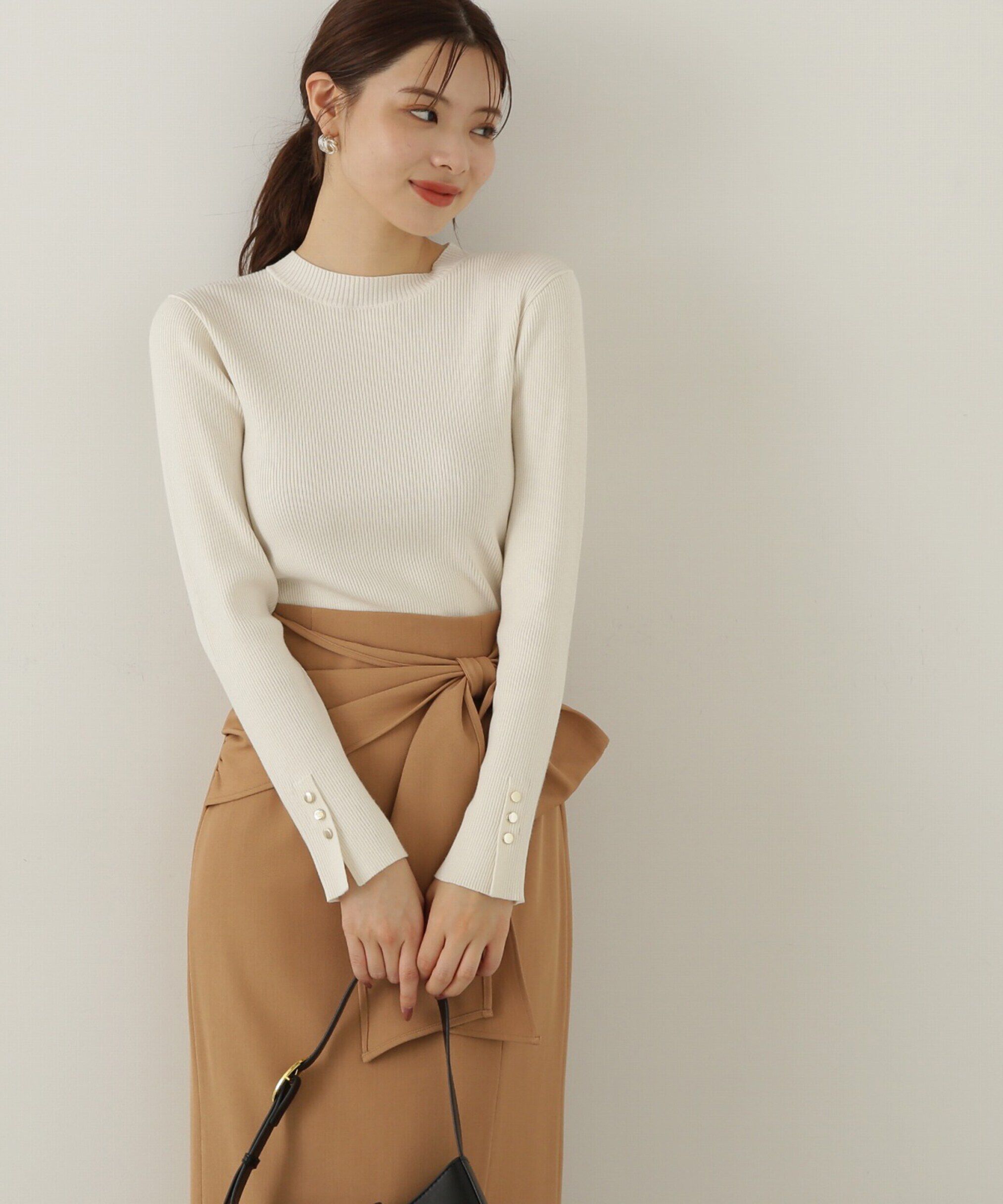 PROPORTION BODY DRESSING「釦付きボトルネックリブニット」|ニット・セーター|ホワイト