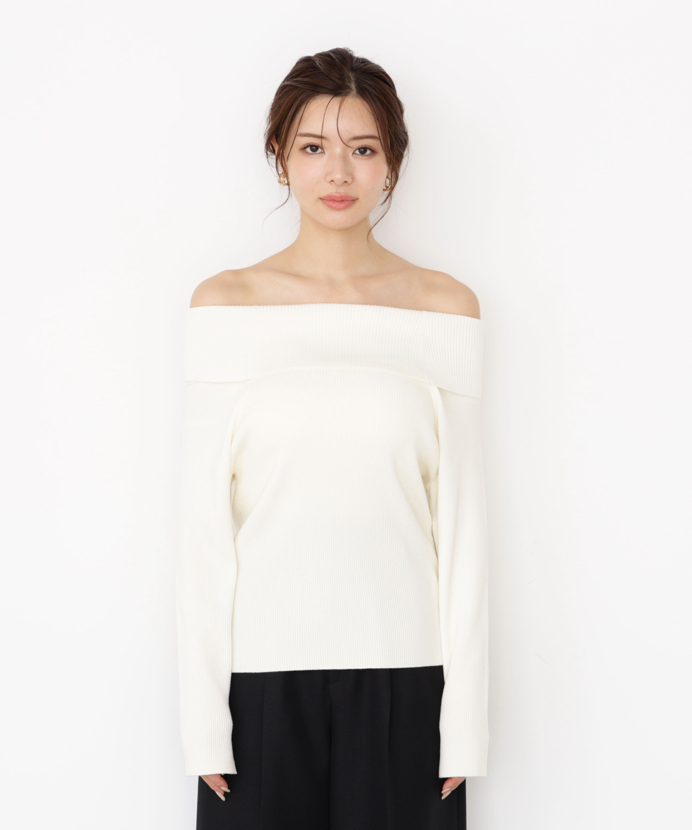 PROPORTION BODY DRESSING「＜谷川菜奈さん着用＞オフショルリブニット 25AW」|ニット・セーター|