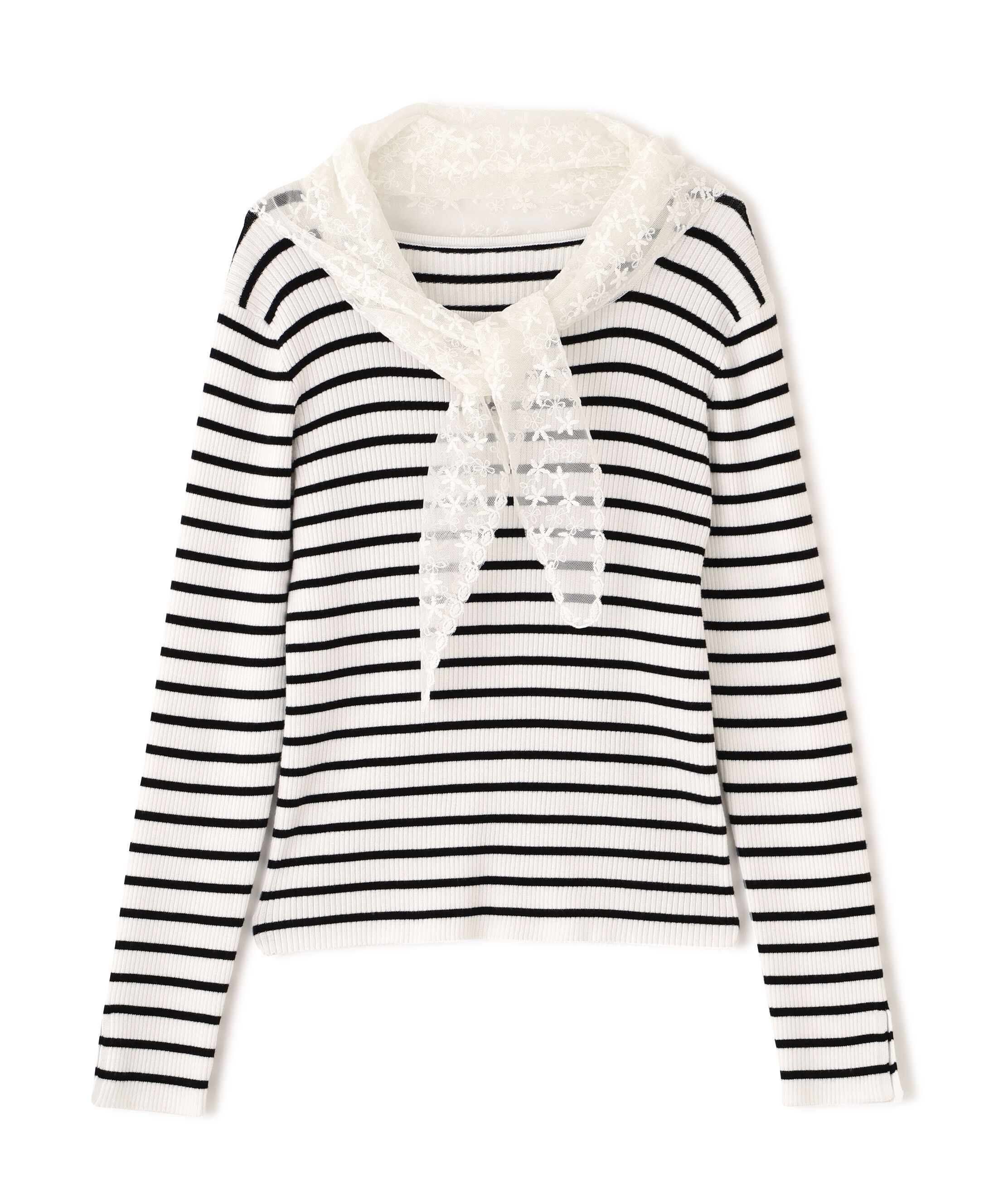 PROPORTION BODY DRESSING「《EDIT COLOGNE》レーススカーフ付きリブニット　26SS」|ニット・セーター|