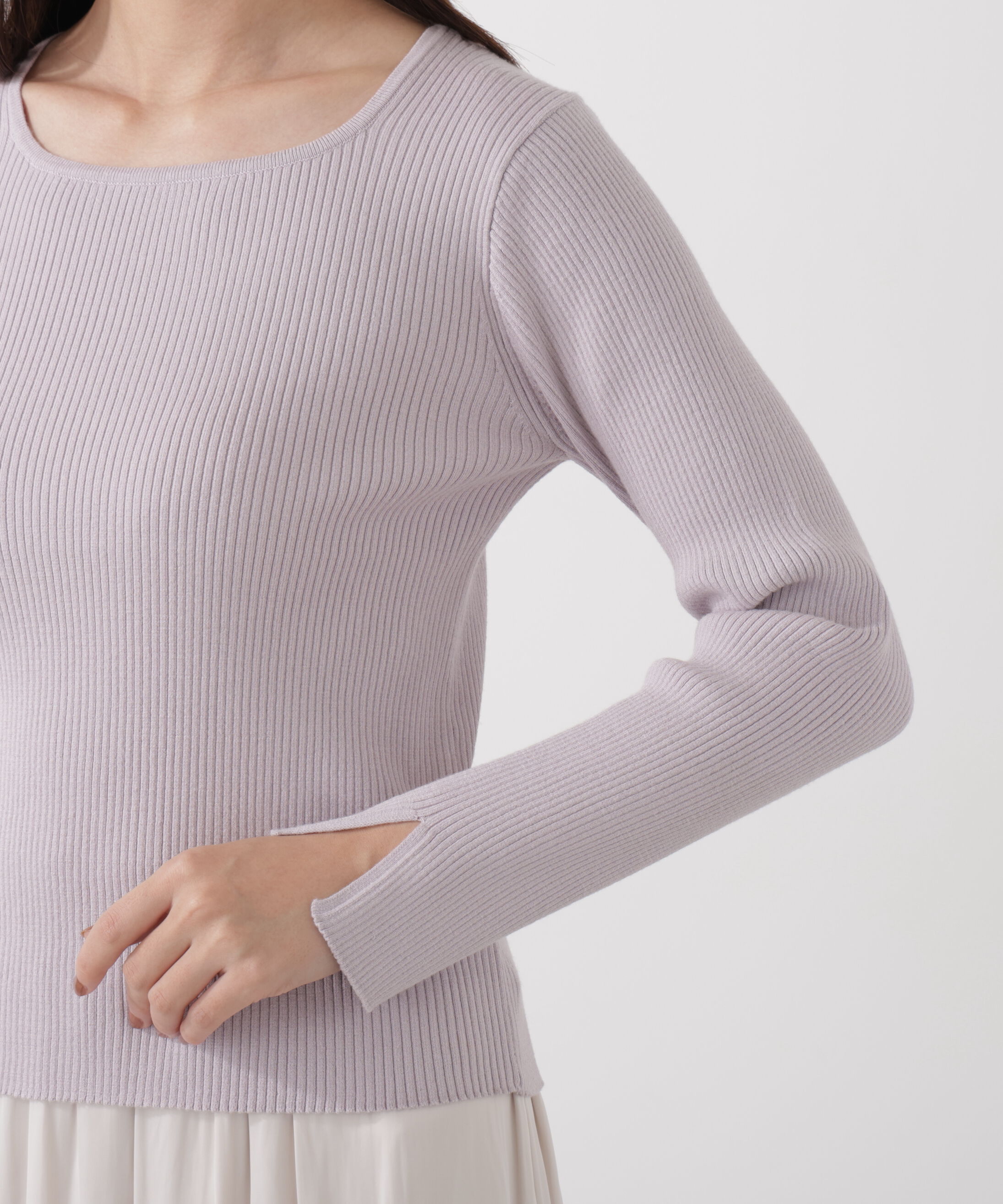 PROPORTION BODY DRESSING「《EDIT COLOGNE》レーススカーフ付きリブニット　26SS」|ニット・セーター|