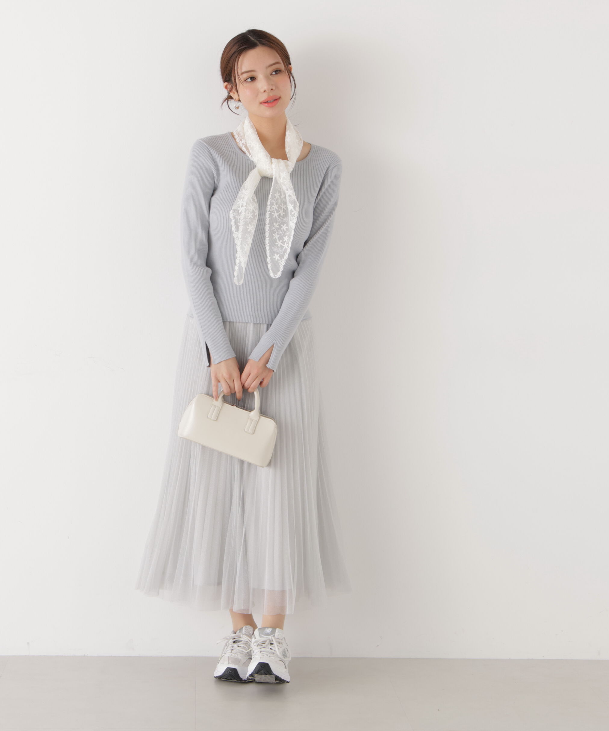 PROPORTION BODY DRESSING「《EDIT COLOGNE》レーススカーフ付きリブニット　26SS」|ニット・セーター|