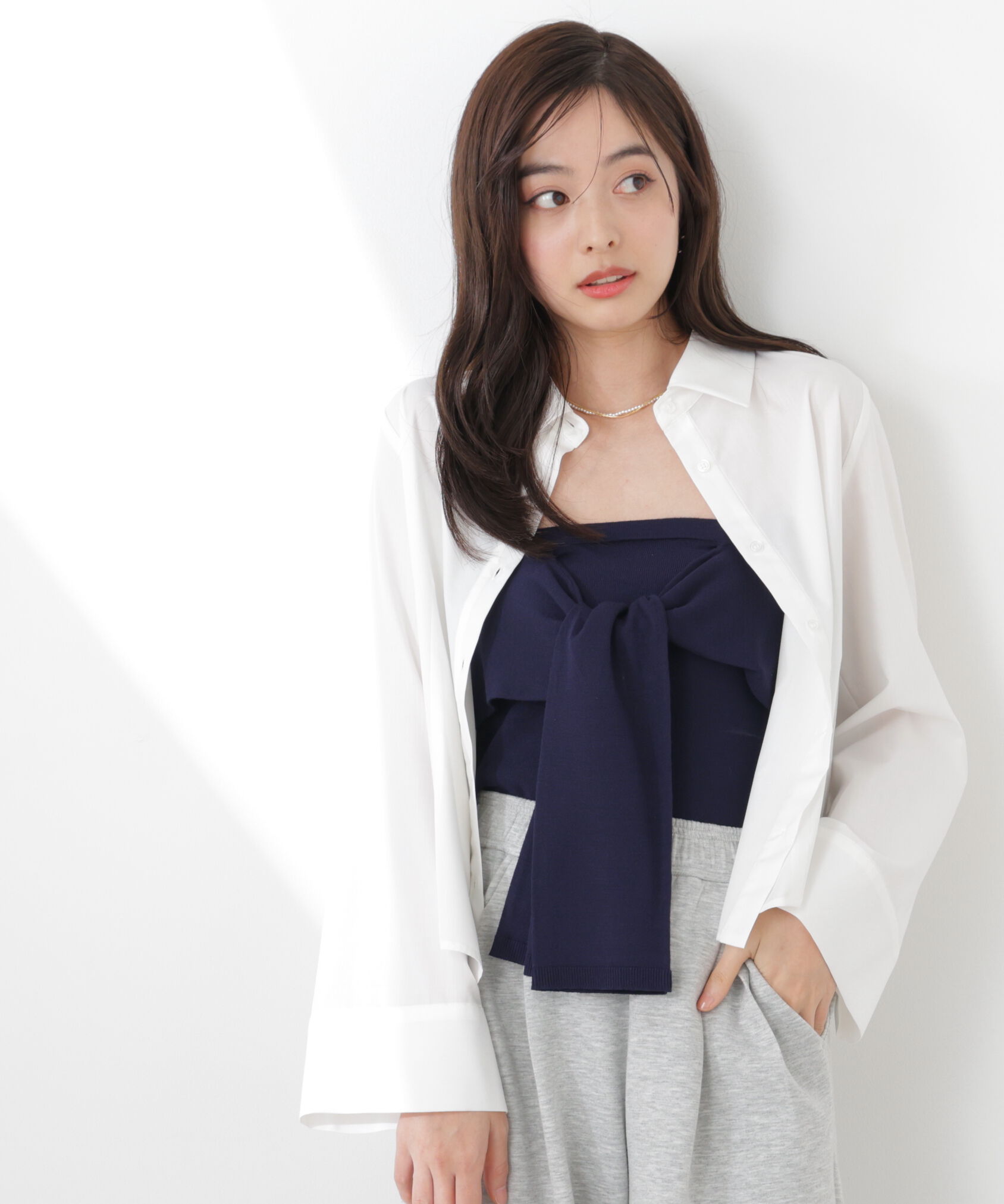 PROPORTION BODY DRESSING「〈a/mie〉リボンニットビスチェ　26SS」|カーディガン|ネイビー