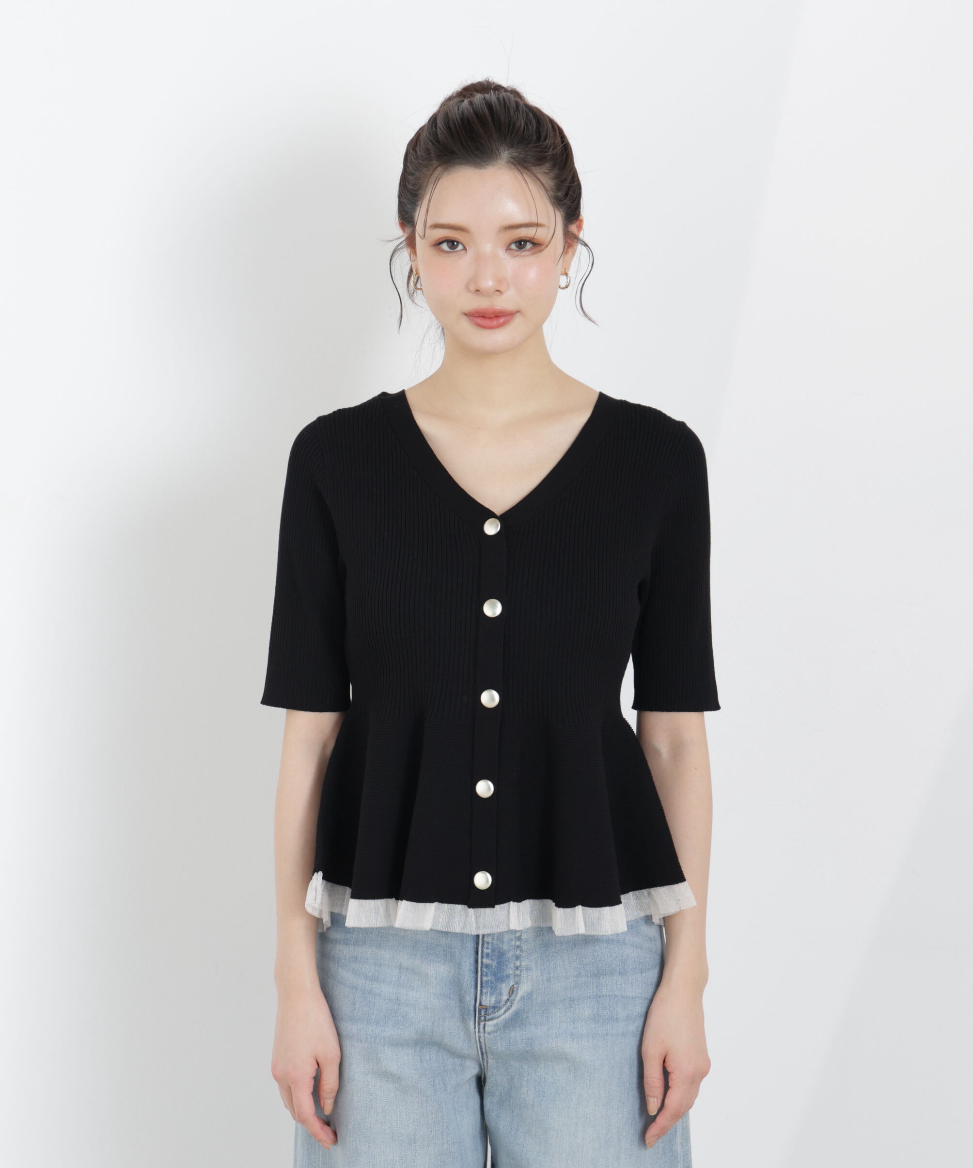 PROPORTION BODY DRESSING「部分シアーペプラムニット　26SS」|ニット・セーター|