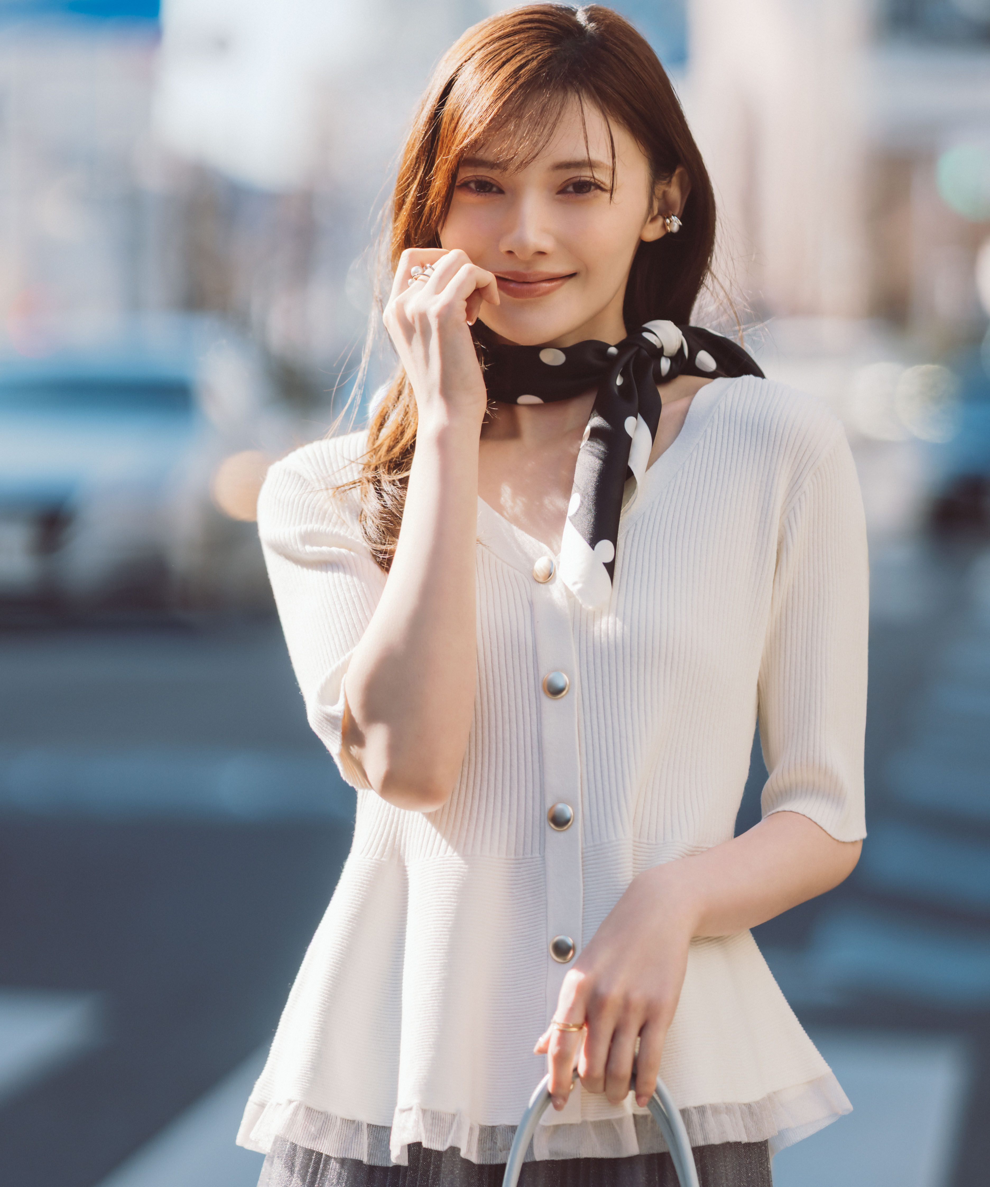 PROPORTION BODY DRESSING「部分シアーペプラムニット　26SS」|ニット・セーター|エクリュ1