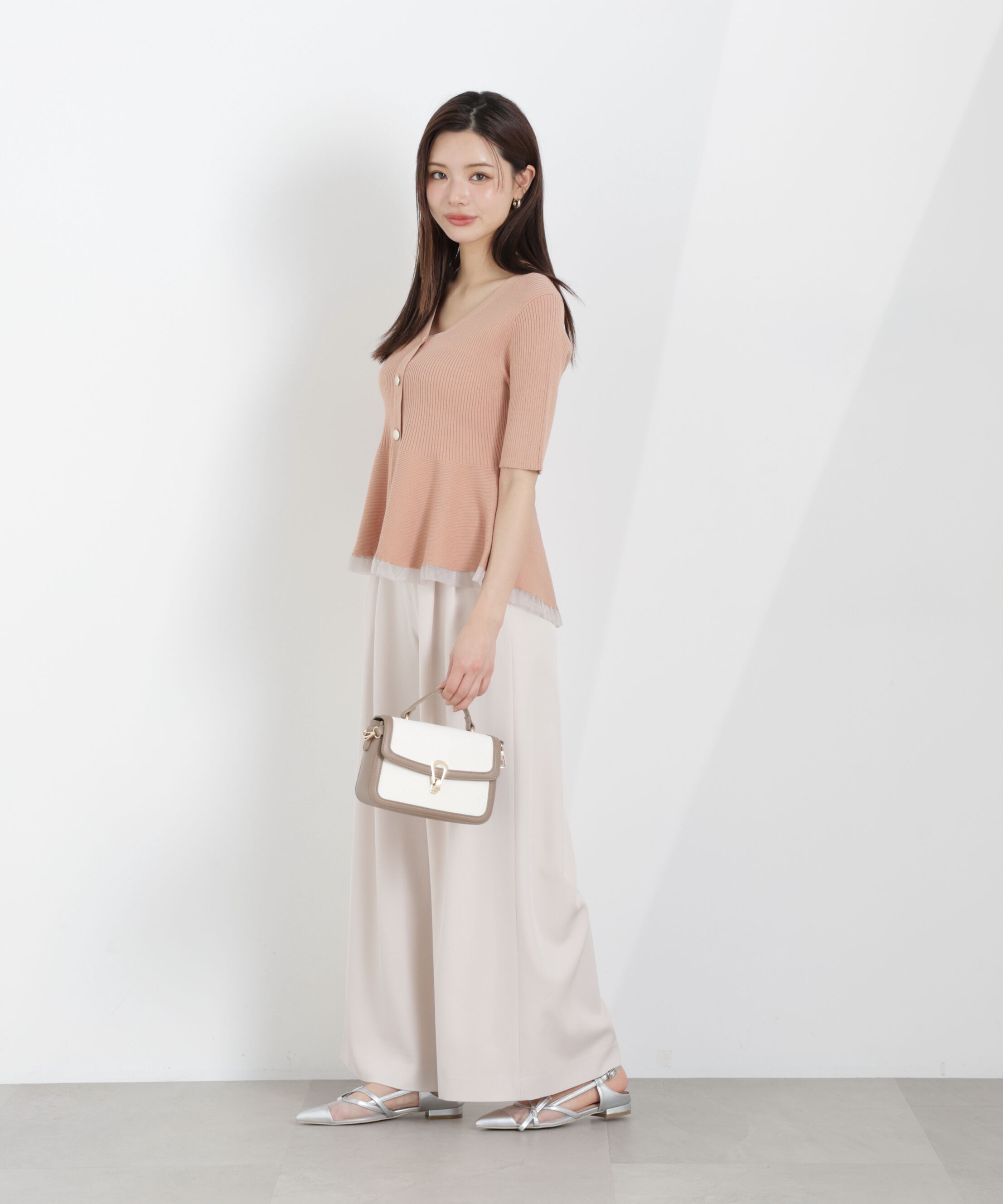 PROPORTION BODY DRESSING「部分シアーペプラムニット　26SS」|ニット・セーター|